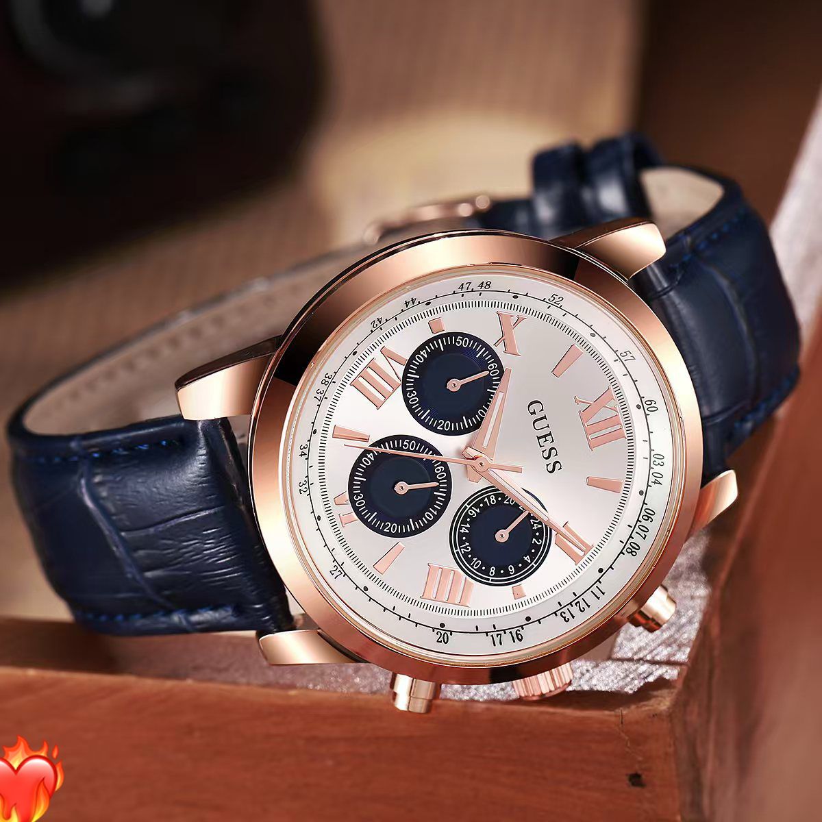 GUESS Men’s Classic Chronograph – Premium Leather Edition