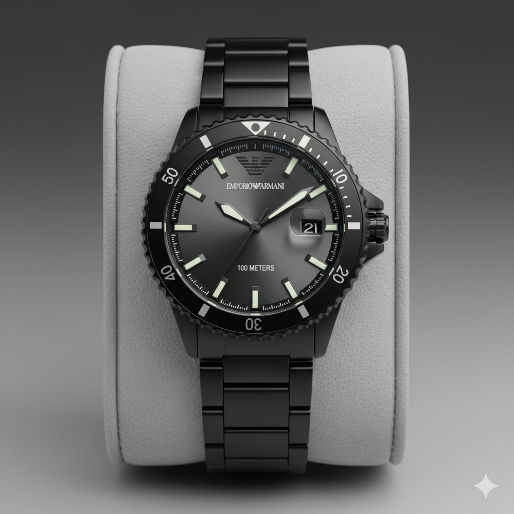 Emporio Armani Black Stainless Steel Men's Watch