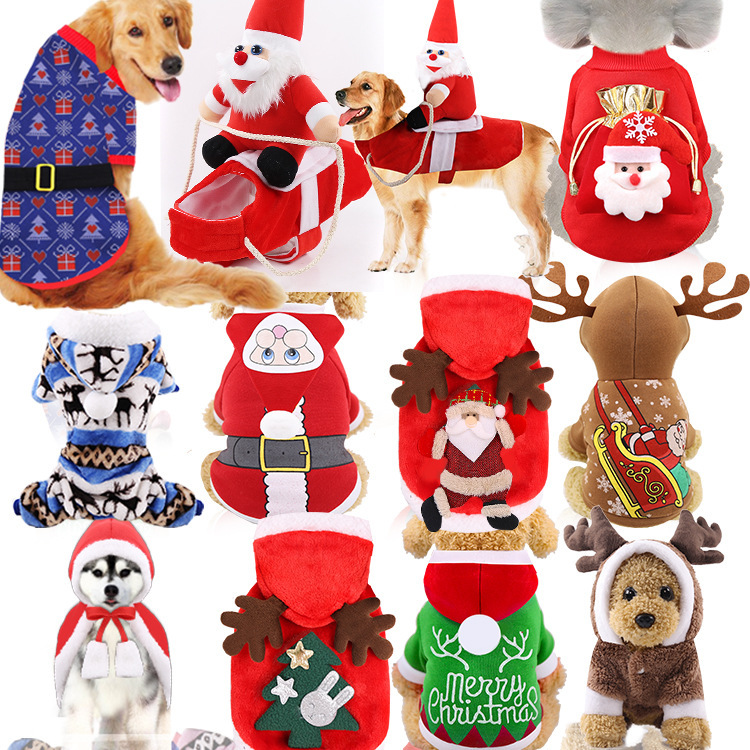 Christmas Reindeer Costume Winter Warm Plaid Dog Clothing for Small Medium Dogs
