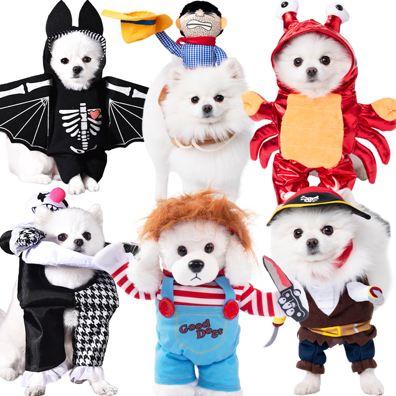 Halloween Dog Cat Costume, Funny Pet Transformational Outfit for Small Dogs Teddy, Creative Scary Pet Clothing