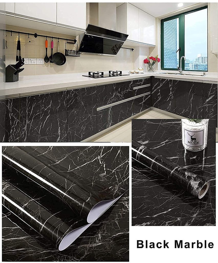 60x200 cm Black Marble Foil Roll Home Improvement