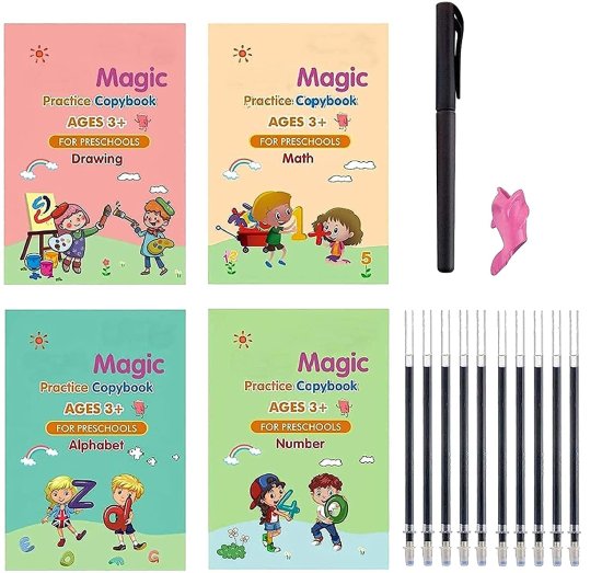 Magic Practice Book for kids 4 pcs 10 refill Office & Stationery