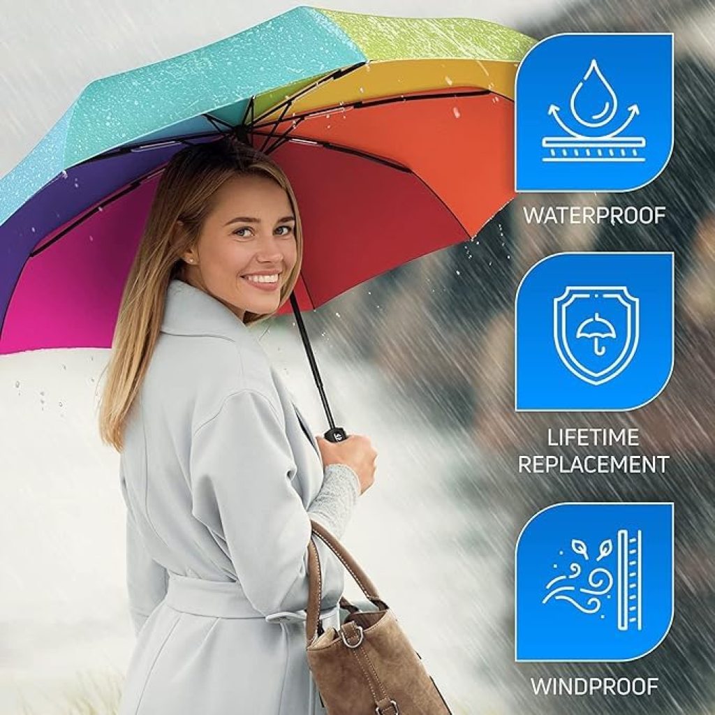 Rainbow Auto Open Close Umbrella Outdoor