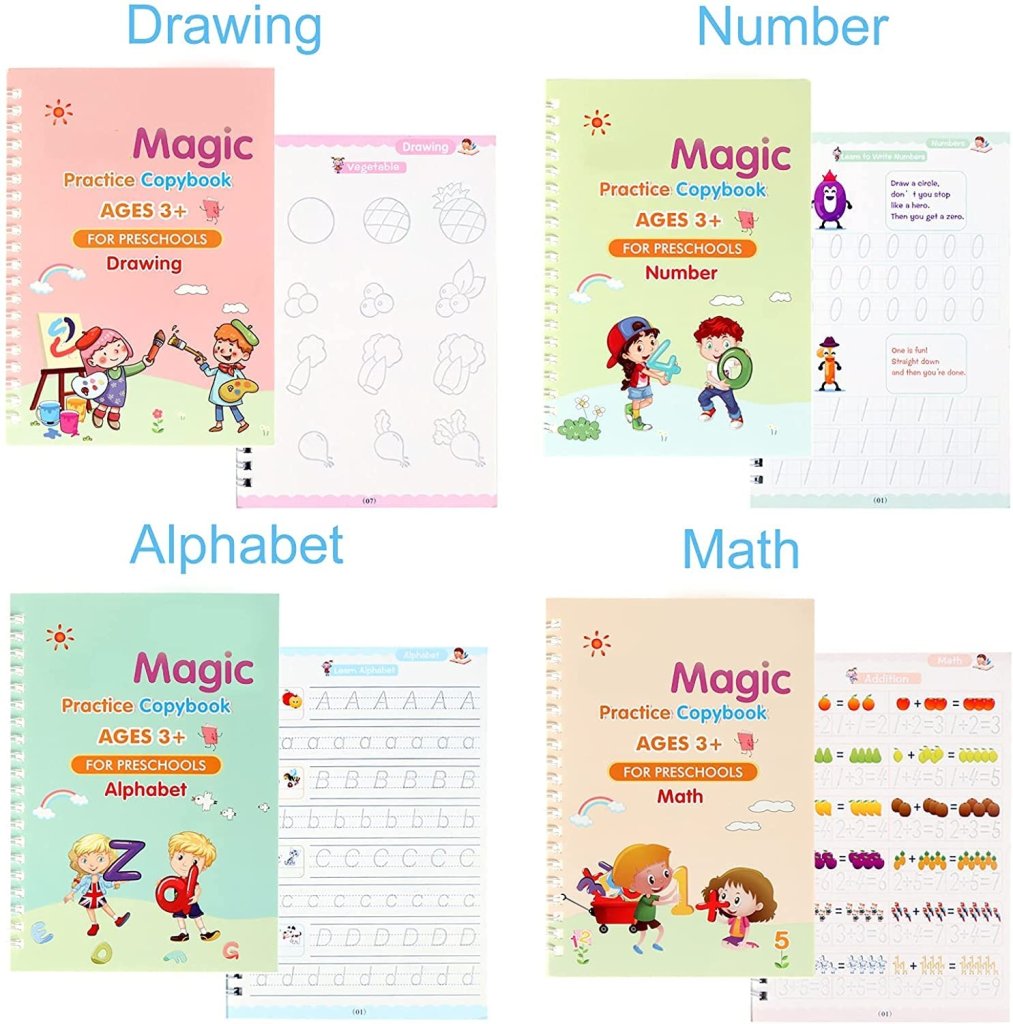 Magic Practice Book for kids 4 pcs 10 refill Office & Stationery