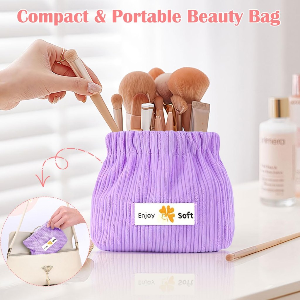 Corduroy Elastic Storage Bag cosmetic Bags