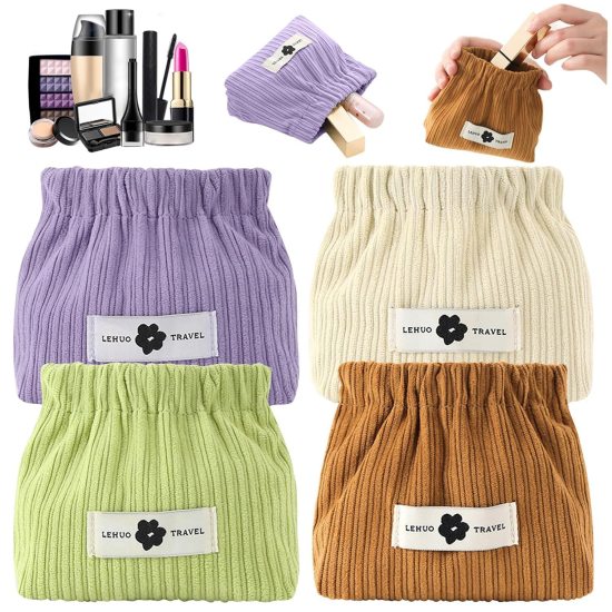 Corduroy Elastic Storage Bag cosmetic Bags