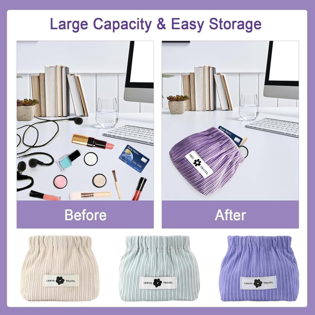 Corduroy Elastic Storage Bag cosmetic Bags