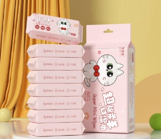 64 pcs Mini Wet Wipes Disposable Travelling Tissue Personal Care
