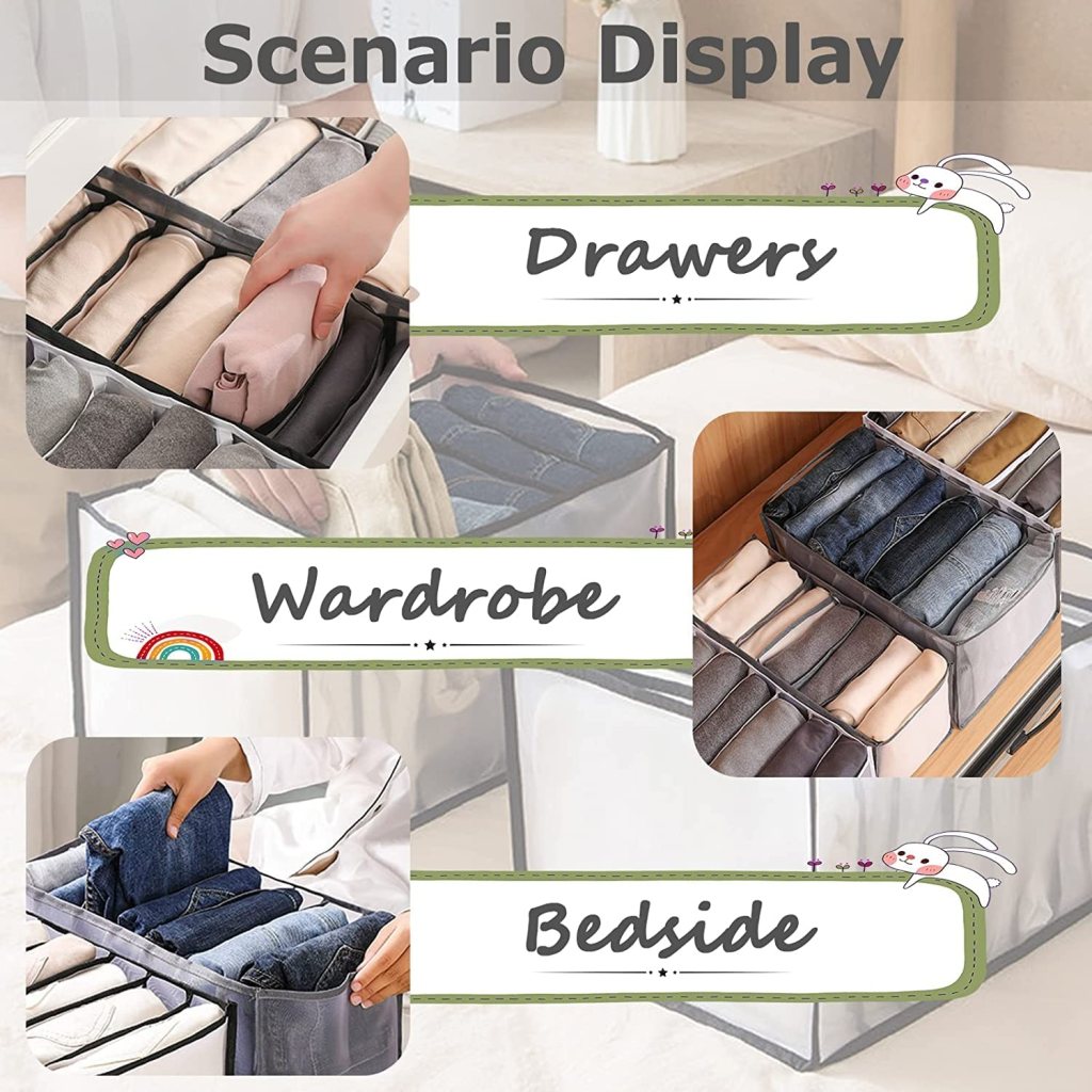 7 Grid Transparent Closet Clothes Organizer Home & Kitchen