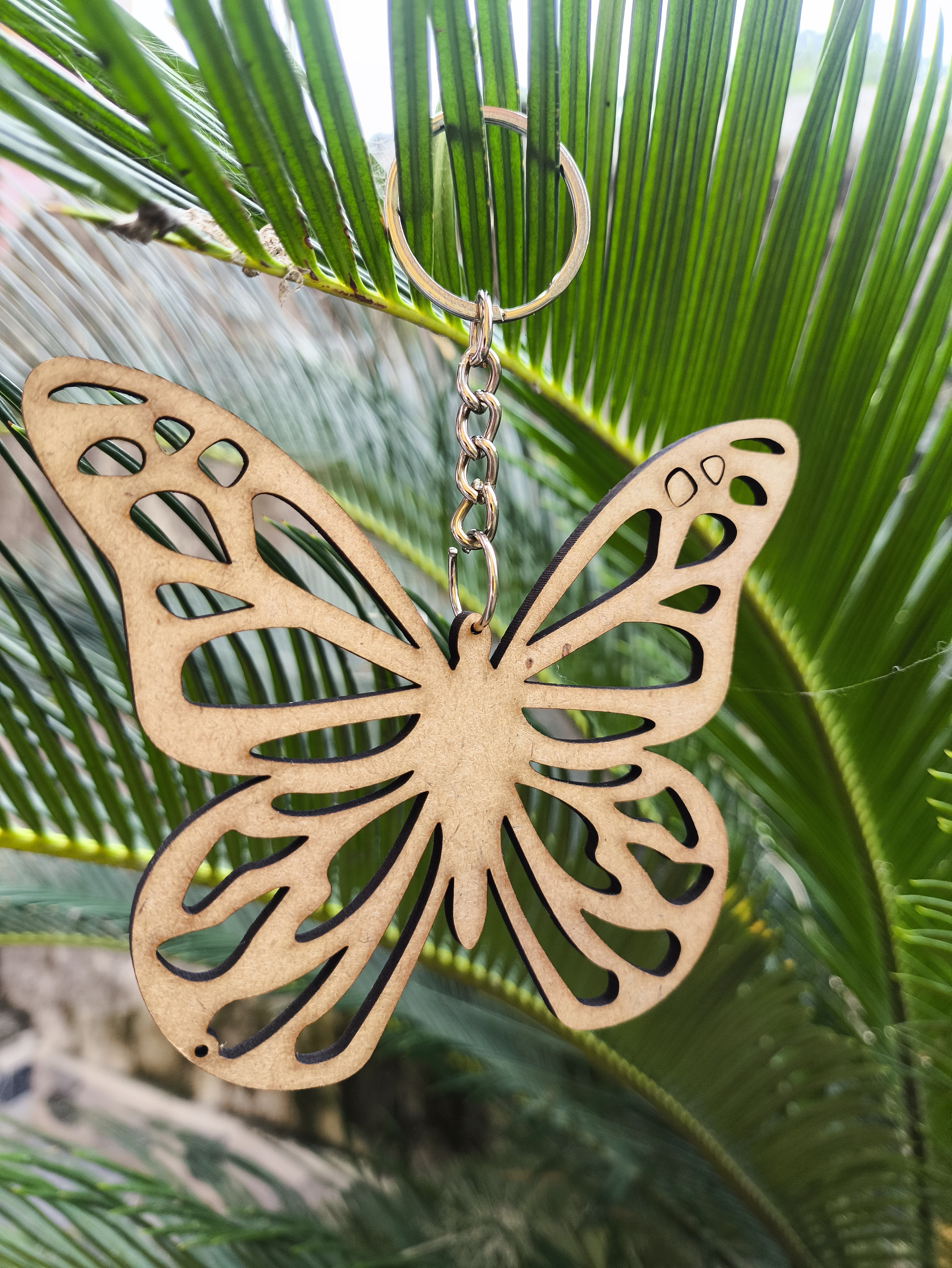 Wooden Butterfly Keychain
