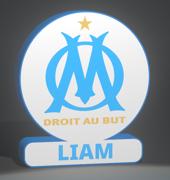 Lightbox éclairage Led personnalisée Olympique de Marseille