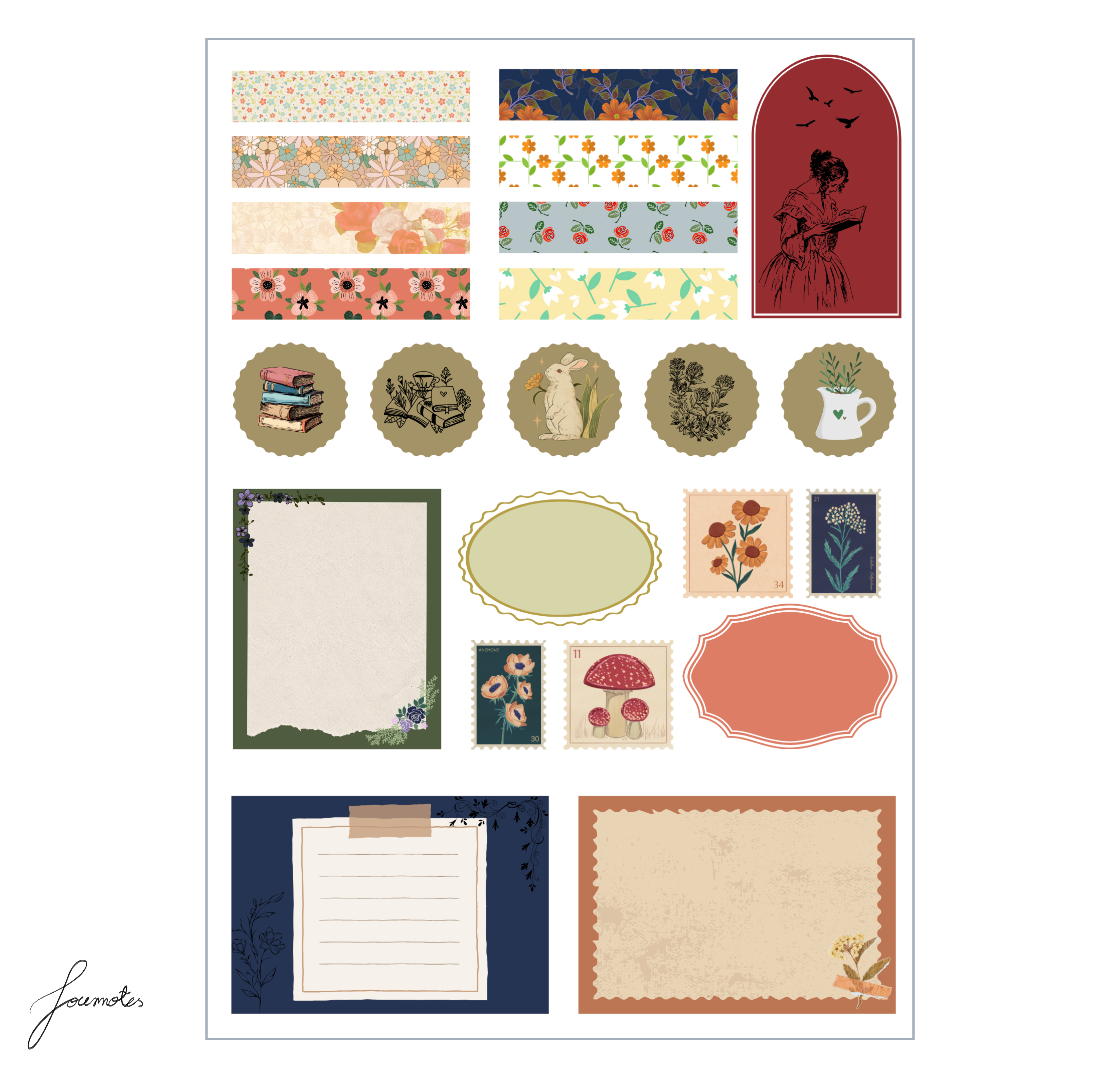 Vintage Floral Digital Stickers