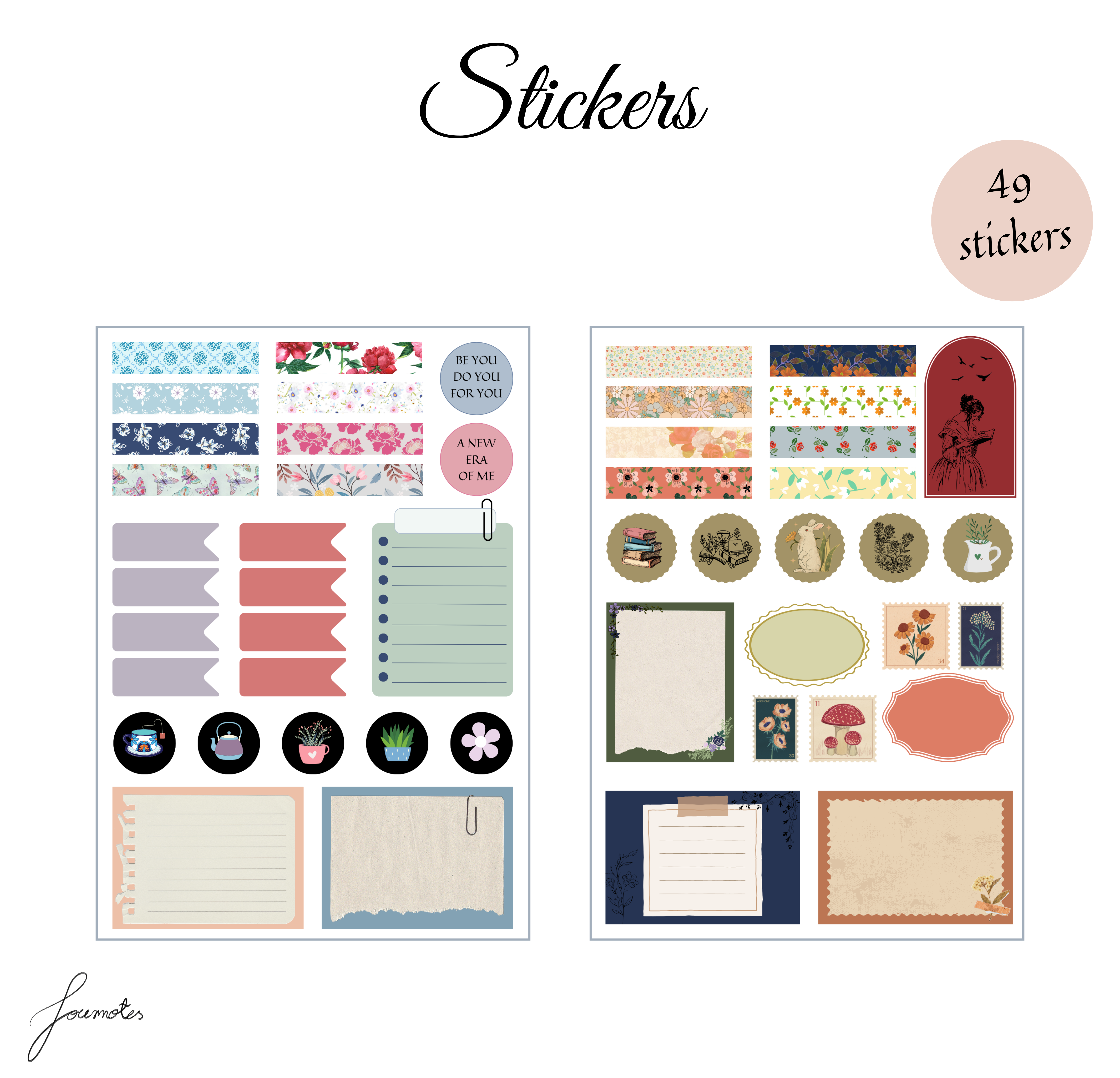 Vintage Floral Digital Stickers