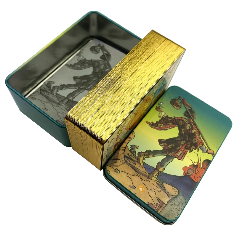 Baraja de Tarot en una caja de lata con cartas ilustradas | Cartas en Inglés