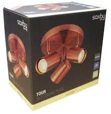 Saxby Tour 3 Light Dimmable Copper Ceiling Plate Fixture Adjustable Spotlight