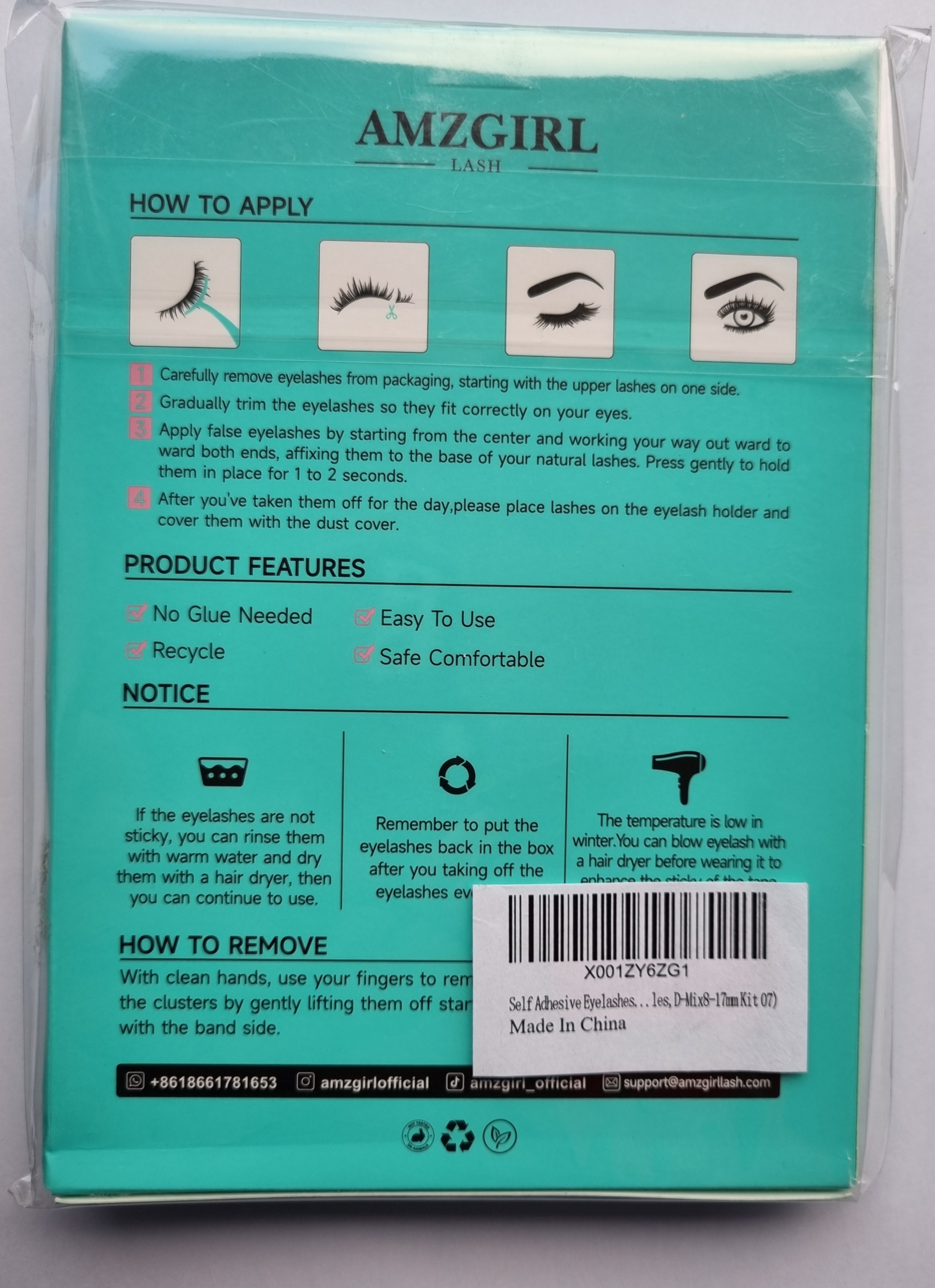 Self Adhesive Eyelashes 8 pairs of reusable eyelashes for effortless beauty