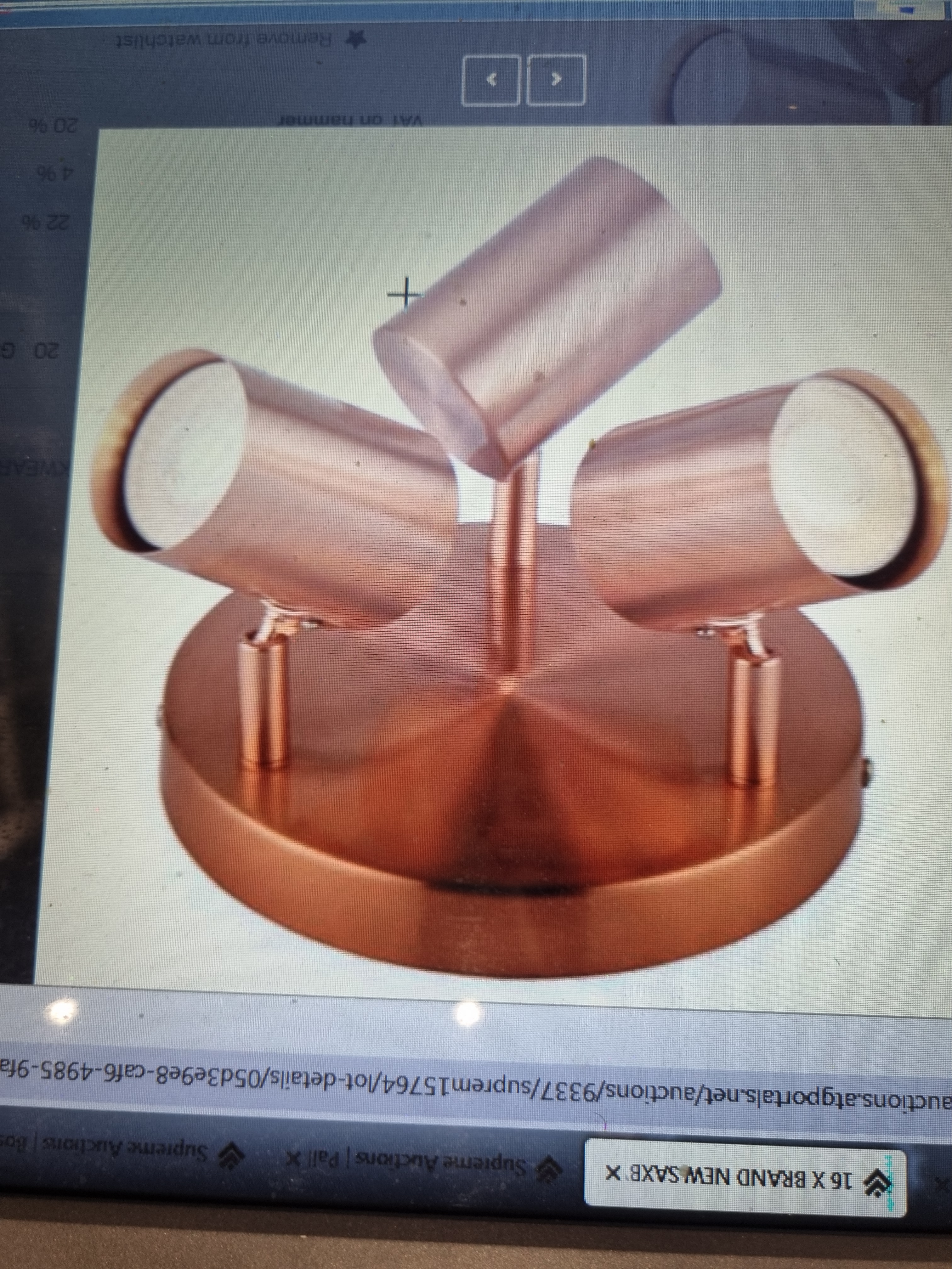  Saxby Tour 3 Light Dimmable Copper Ceiling Plate Fixture Adjustable Spotlight
