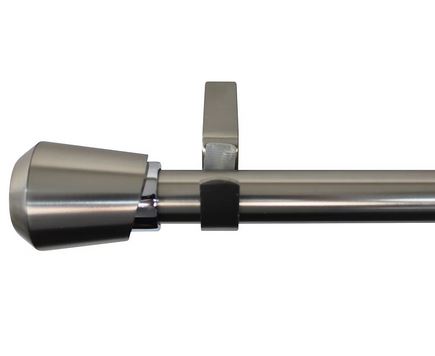 Gloss Nickel effect Extendable Cap Curtain pole Set, (L)120mm-210mm (Dia)25mm