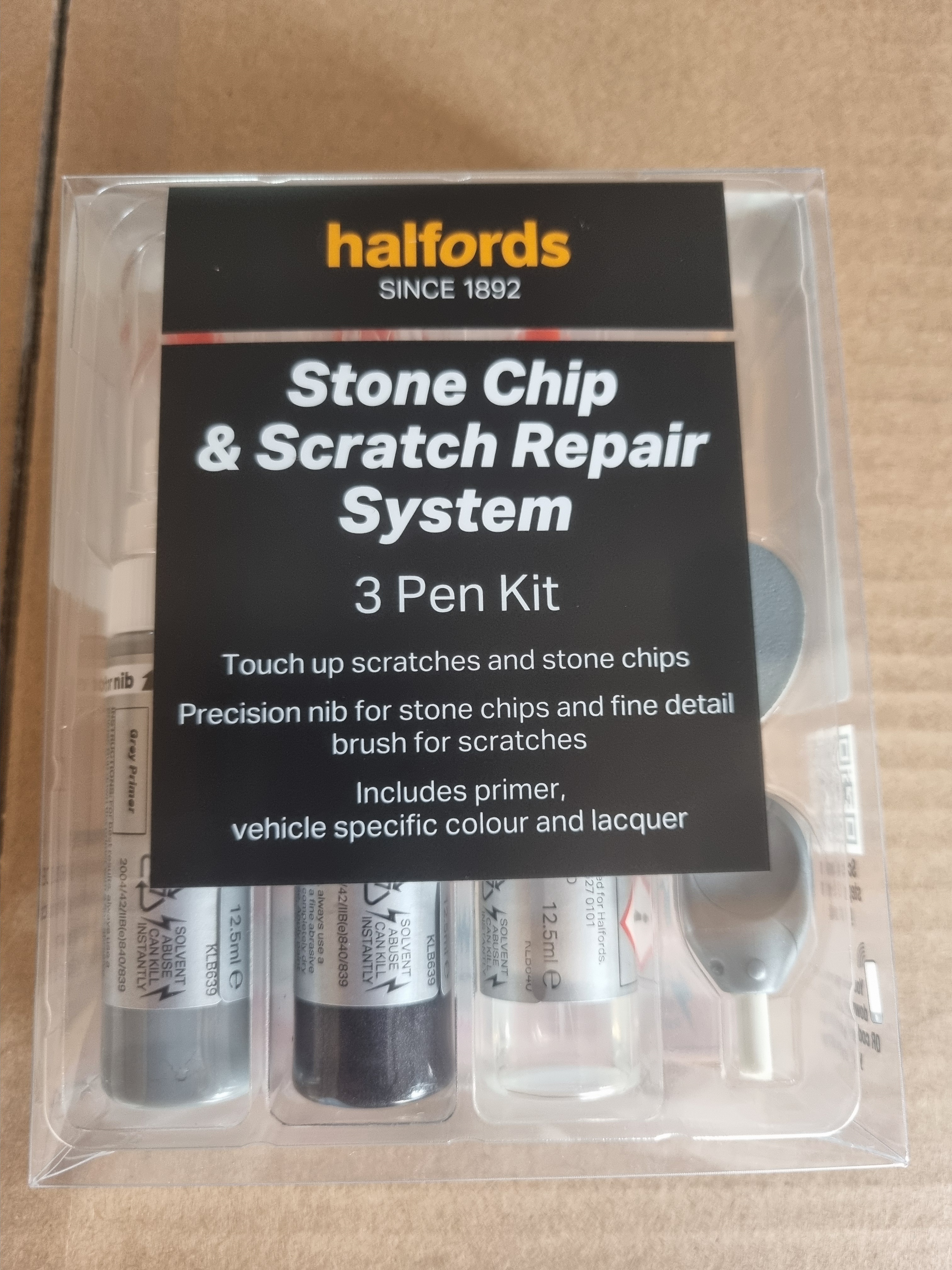 2 Packs of Halford Stone Chip & Scratch Repair - 3 Pen Kit - colours available
