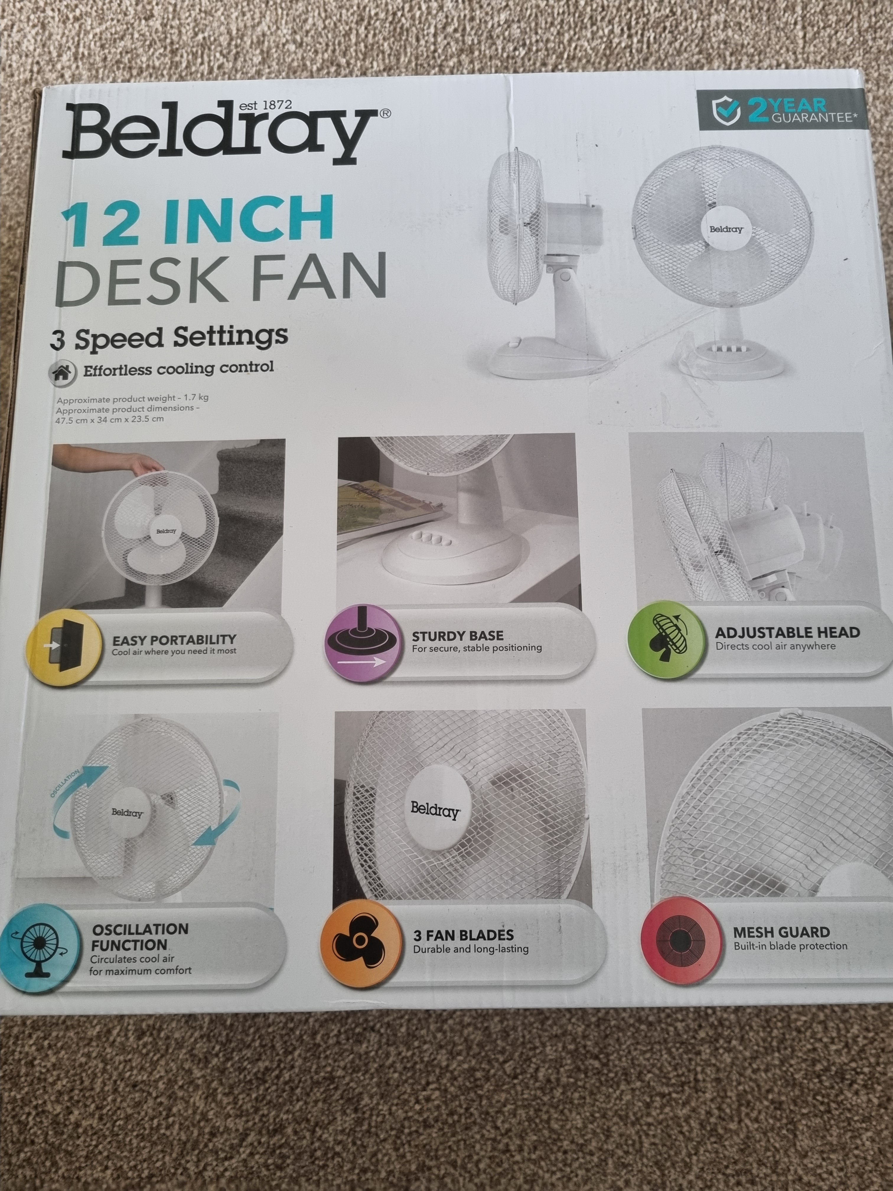 Beldray 12 Inch Desk Fan
