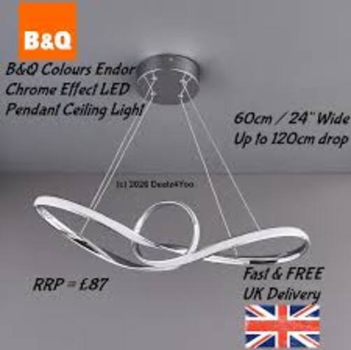 B&Q Colours Endor Chrome Effect LED Pendant Ceiling Light (Dia)600mm - RRP = £87