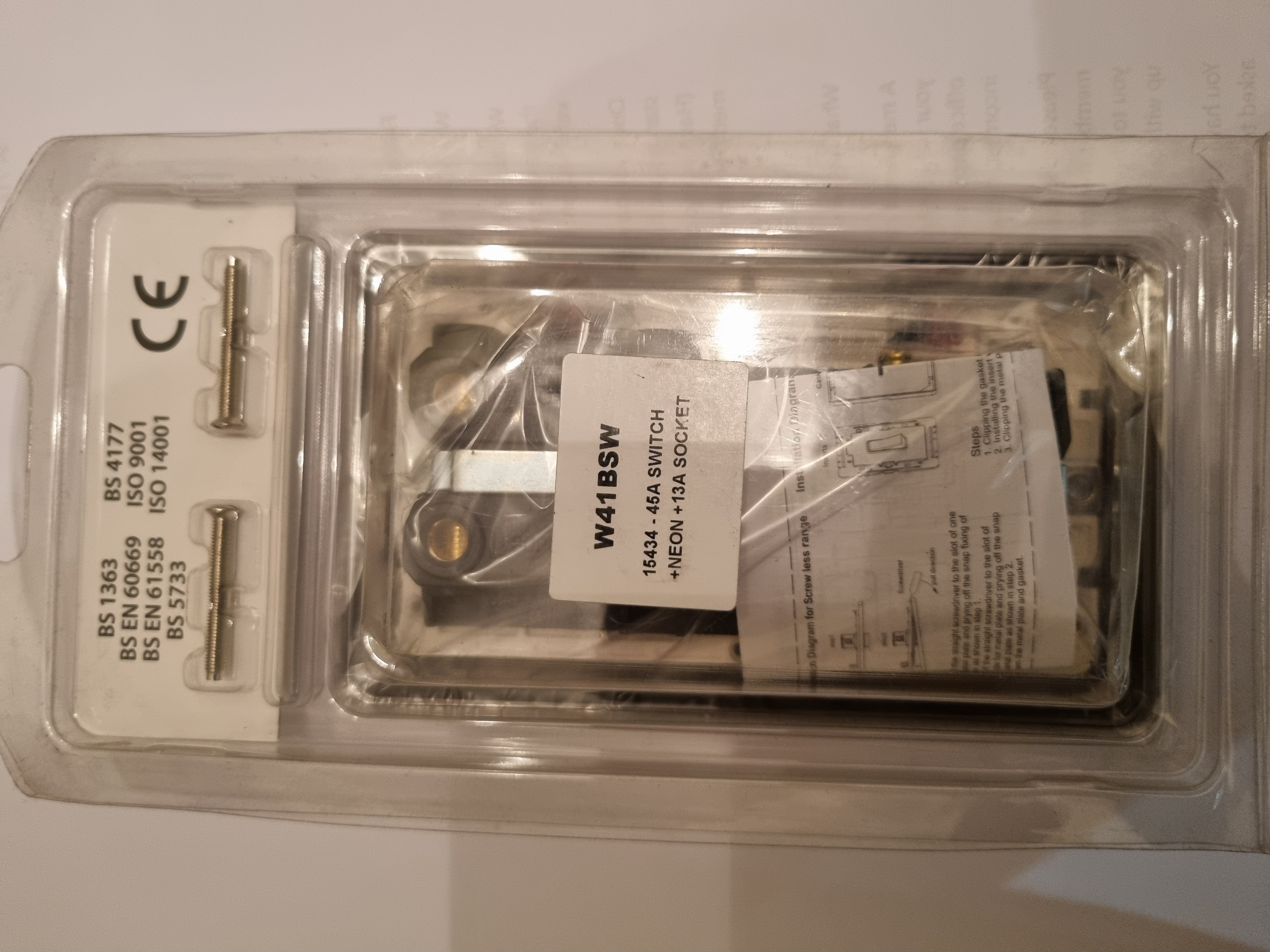  Wessex 45a Cooker Switch 13A Socket Brushed Steel