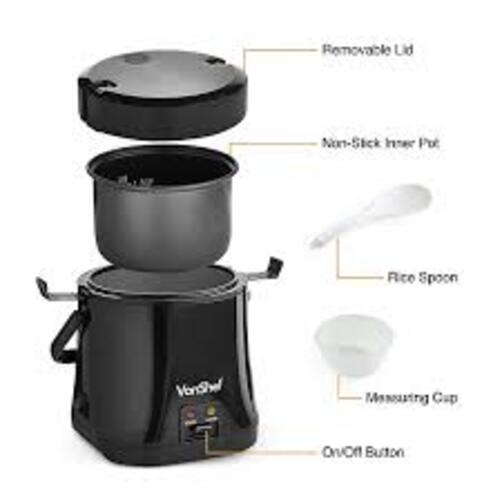  VonShef Small Rice Cooker 0.3L – Electric Rice Steamer for 2 with Keep Warm Function 200W, Removable Non Stick Rice Pot – Measuring Cup and Spatula