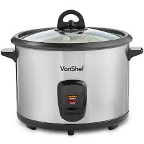  VonShef Rice Cooker 1.8L - Electric Rice Steamer for 8 with Keep Warm Function 700W - Removable Non-Stick Pot, Measuring Cup and Spatula 