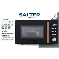  Salter Digital Microwave Toronto 20L 95-Minute Timer 8 Auto-Function 800W in White or Sleek Black
