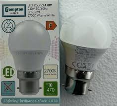 Crompton LED Round 4.8w Bayonet Cap Light Bulb Base (B22) 470lm