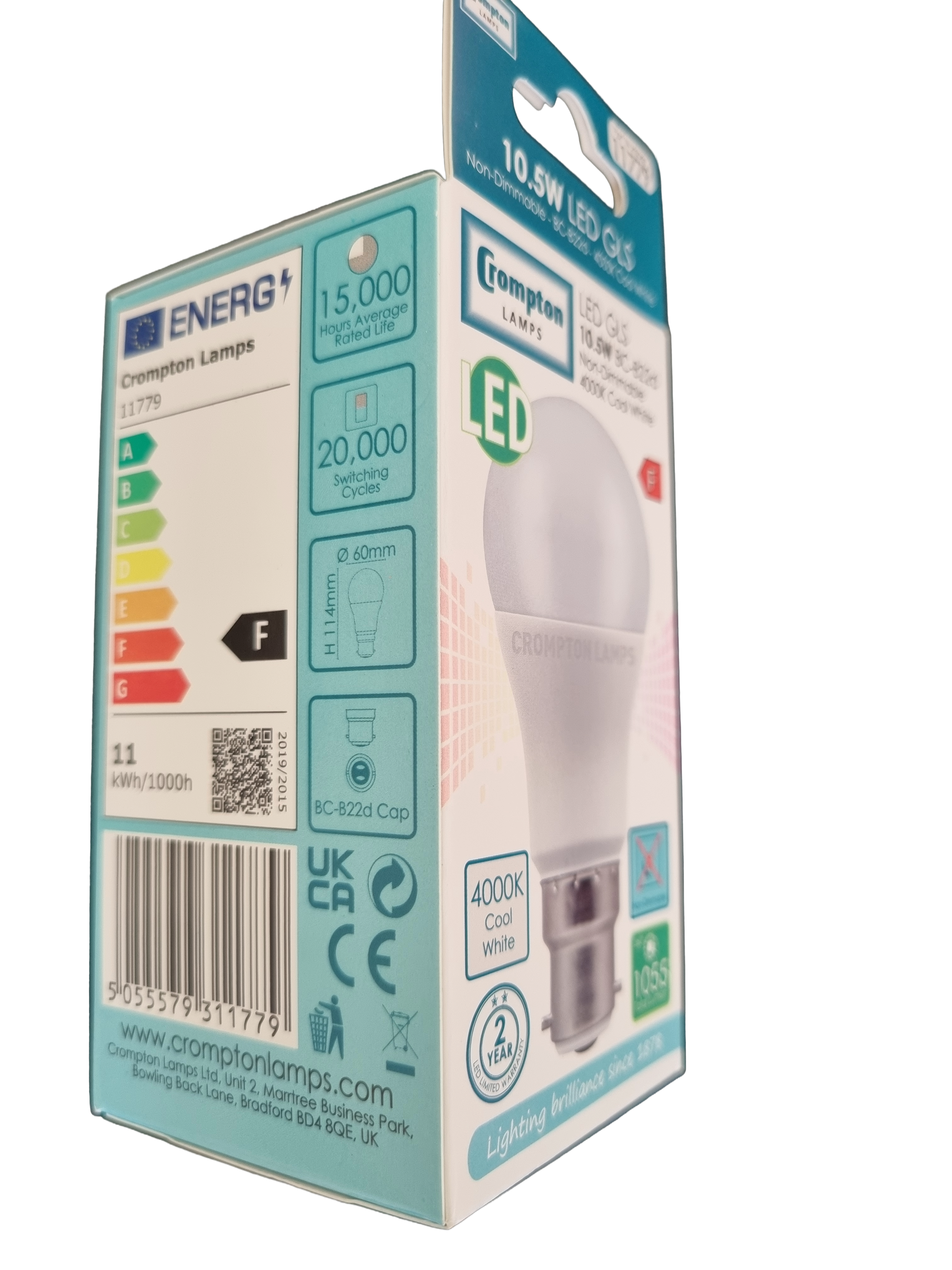 Crompton Lamps 10.5W = 100w LED GLS Bulb 4000k Cool White