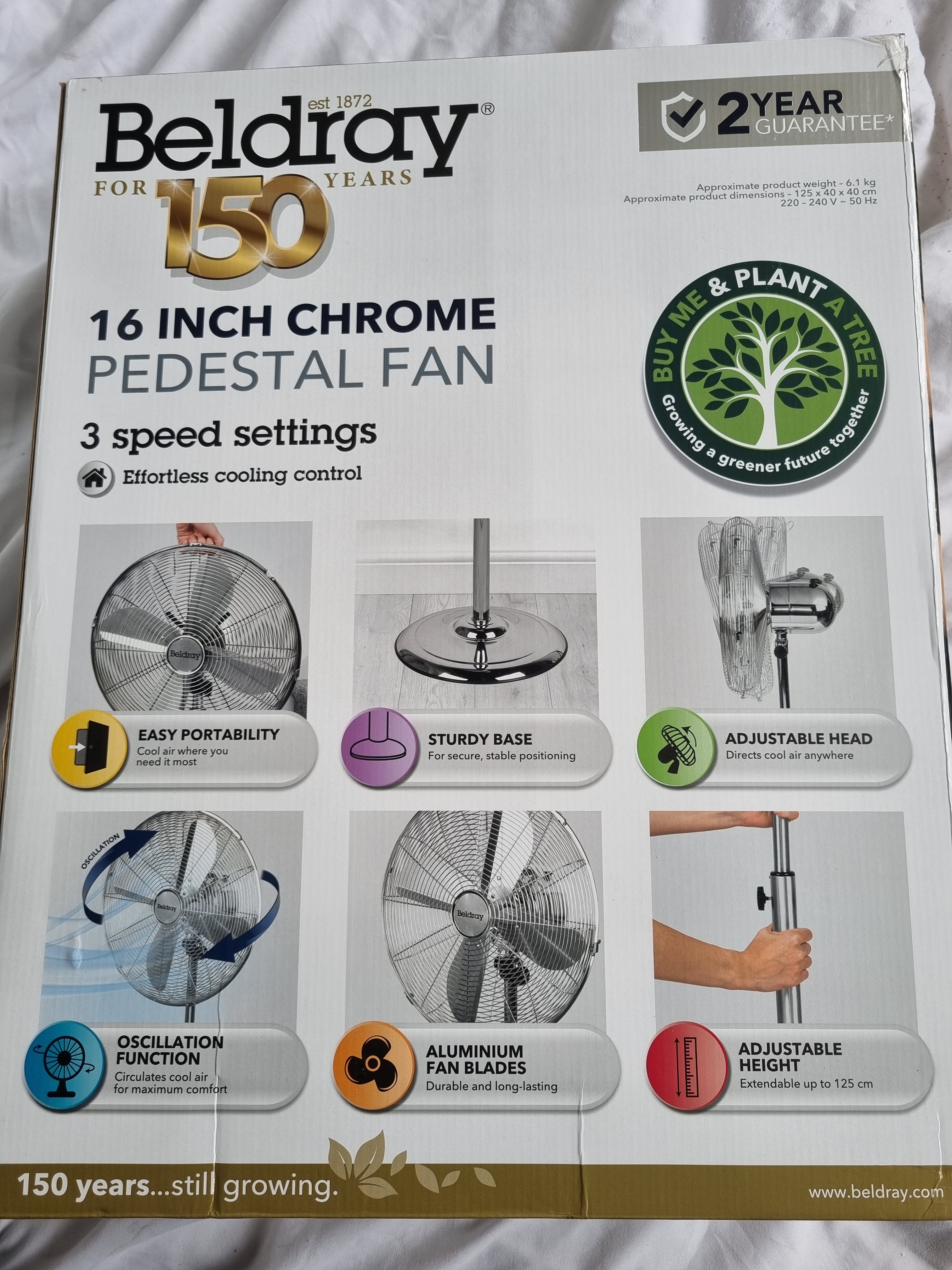 Beldray 16 inch chrome floor standing fan