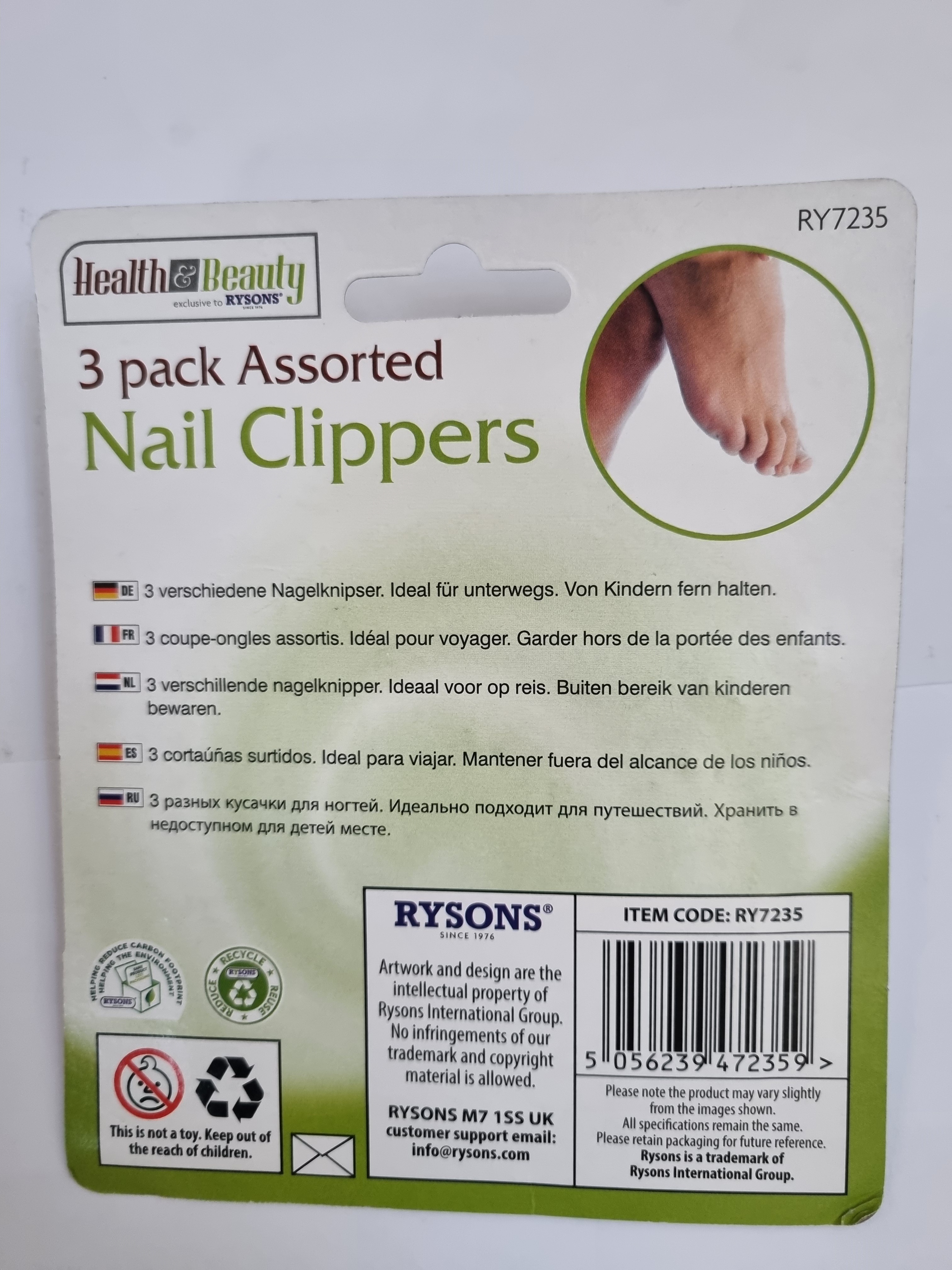 3 Pack Assorted Nail Clippers