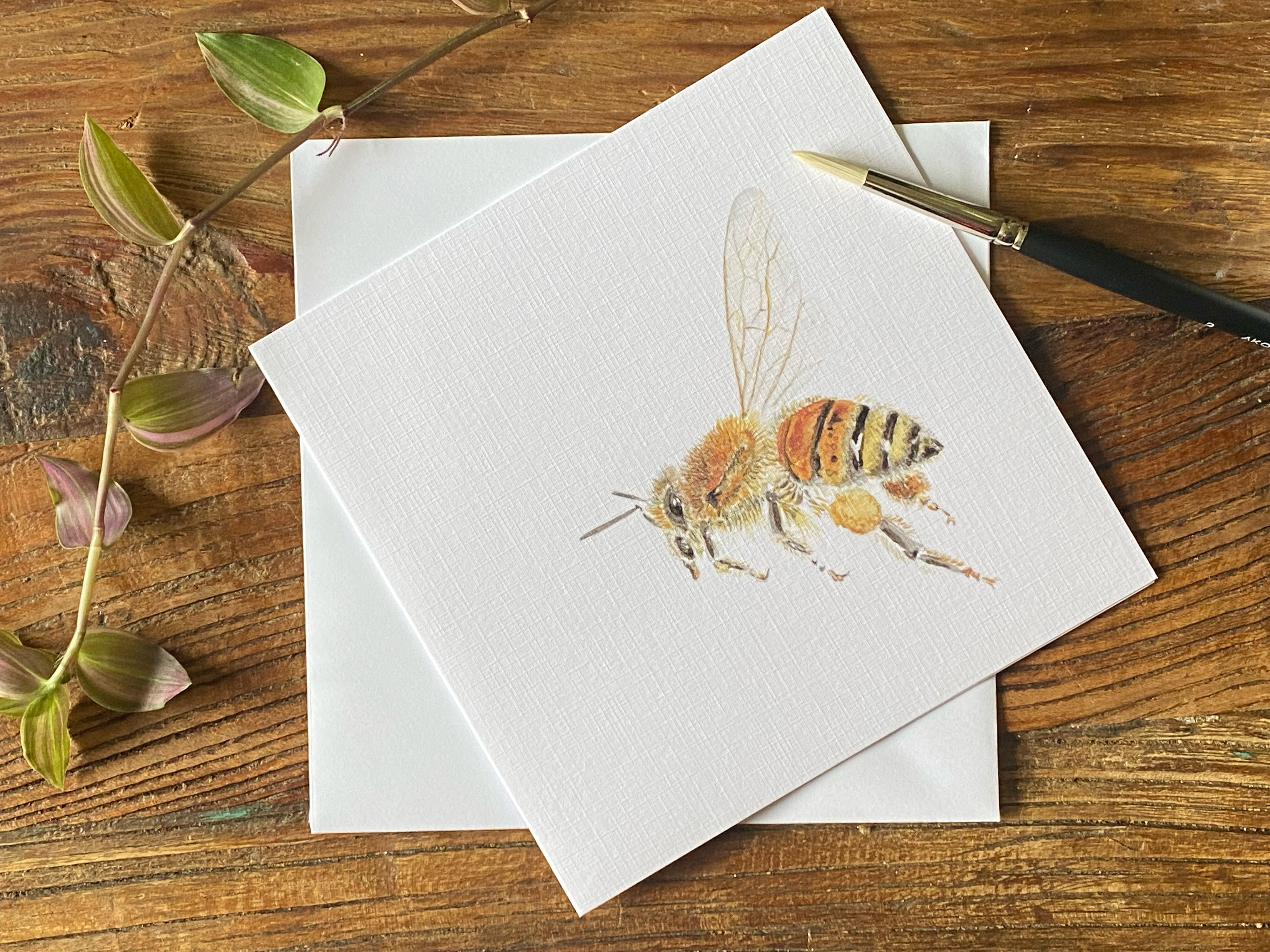 Hand painted Water Colour Honey Bee Greetings card