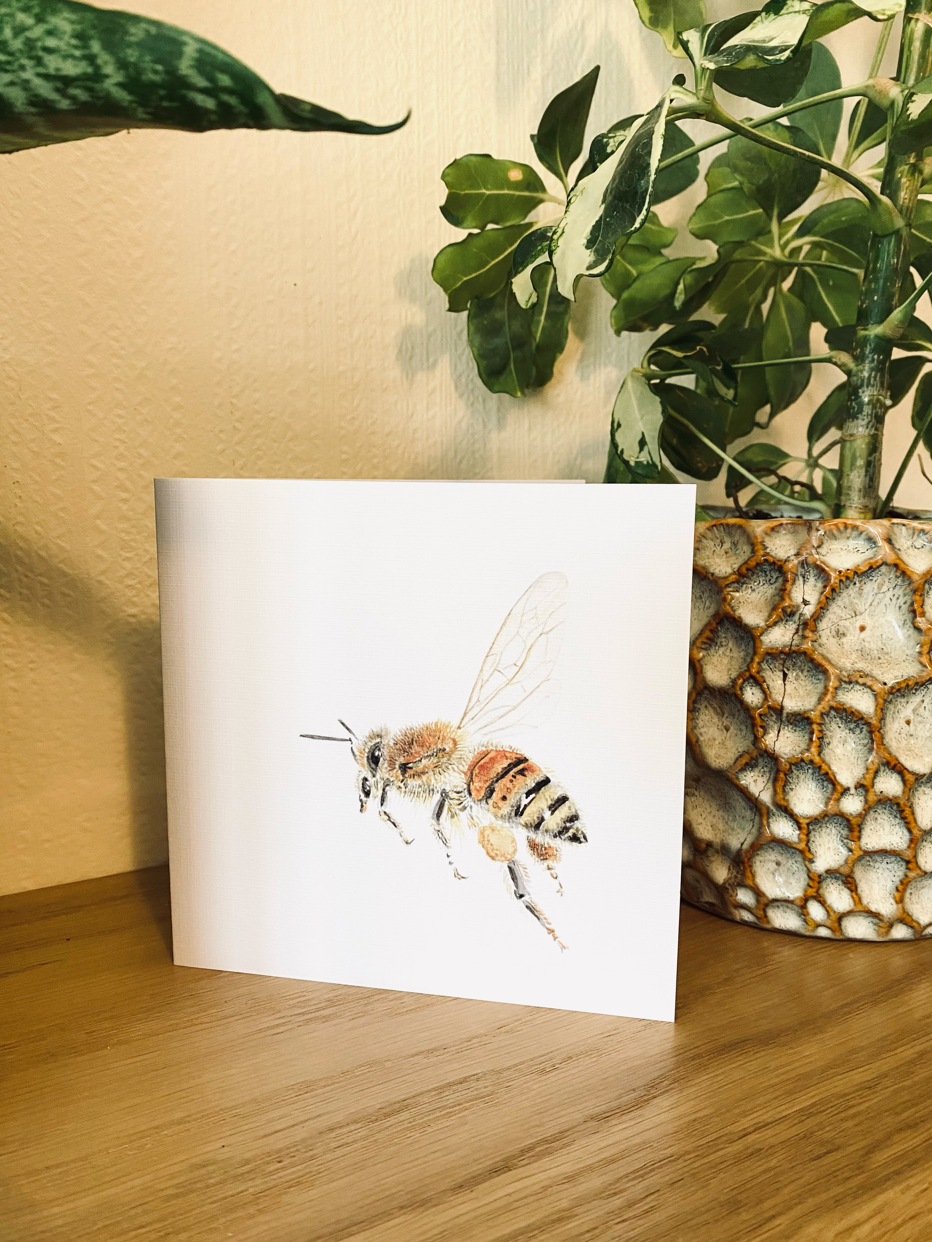 Hand painted Water Colour Honey Bee Greetings card