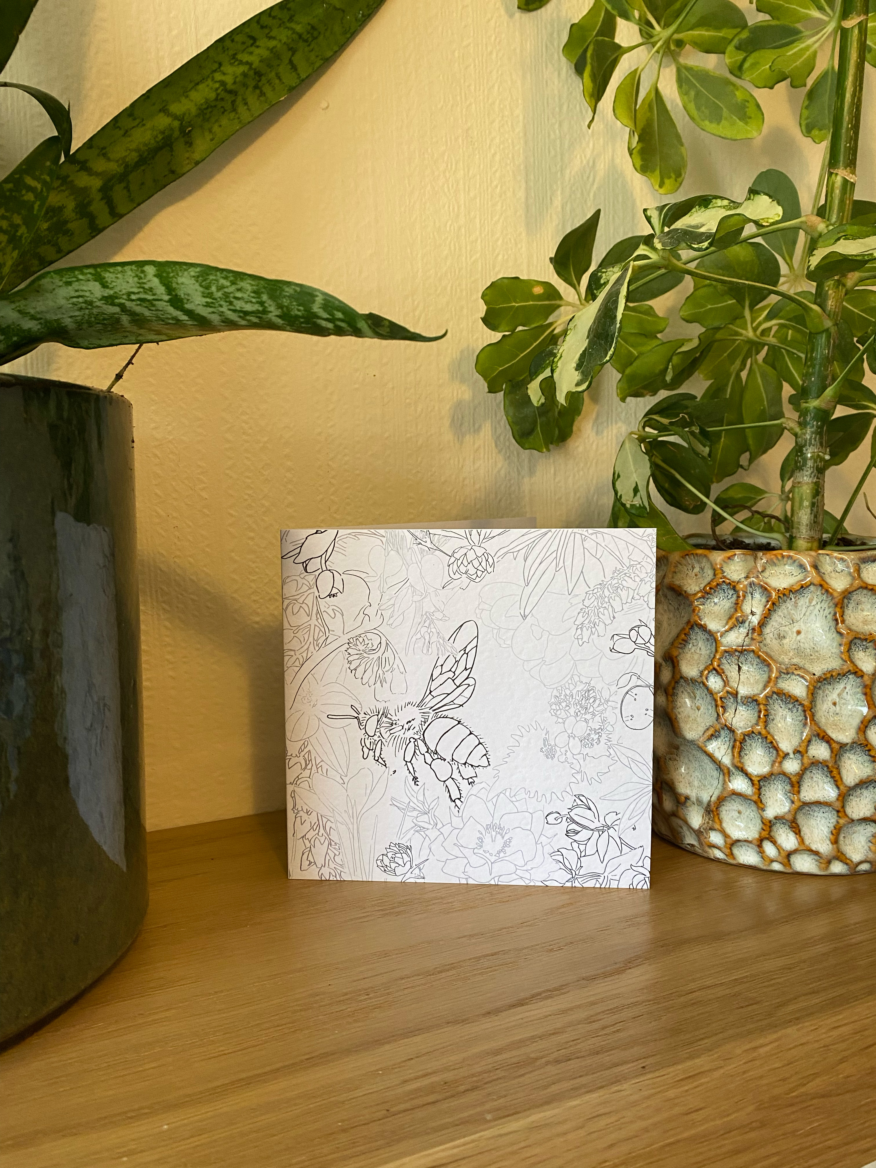 Hand Drawn 'Honey Bee' with Bee loving spring flowers