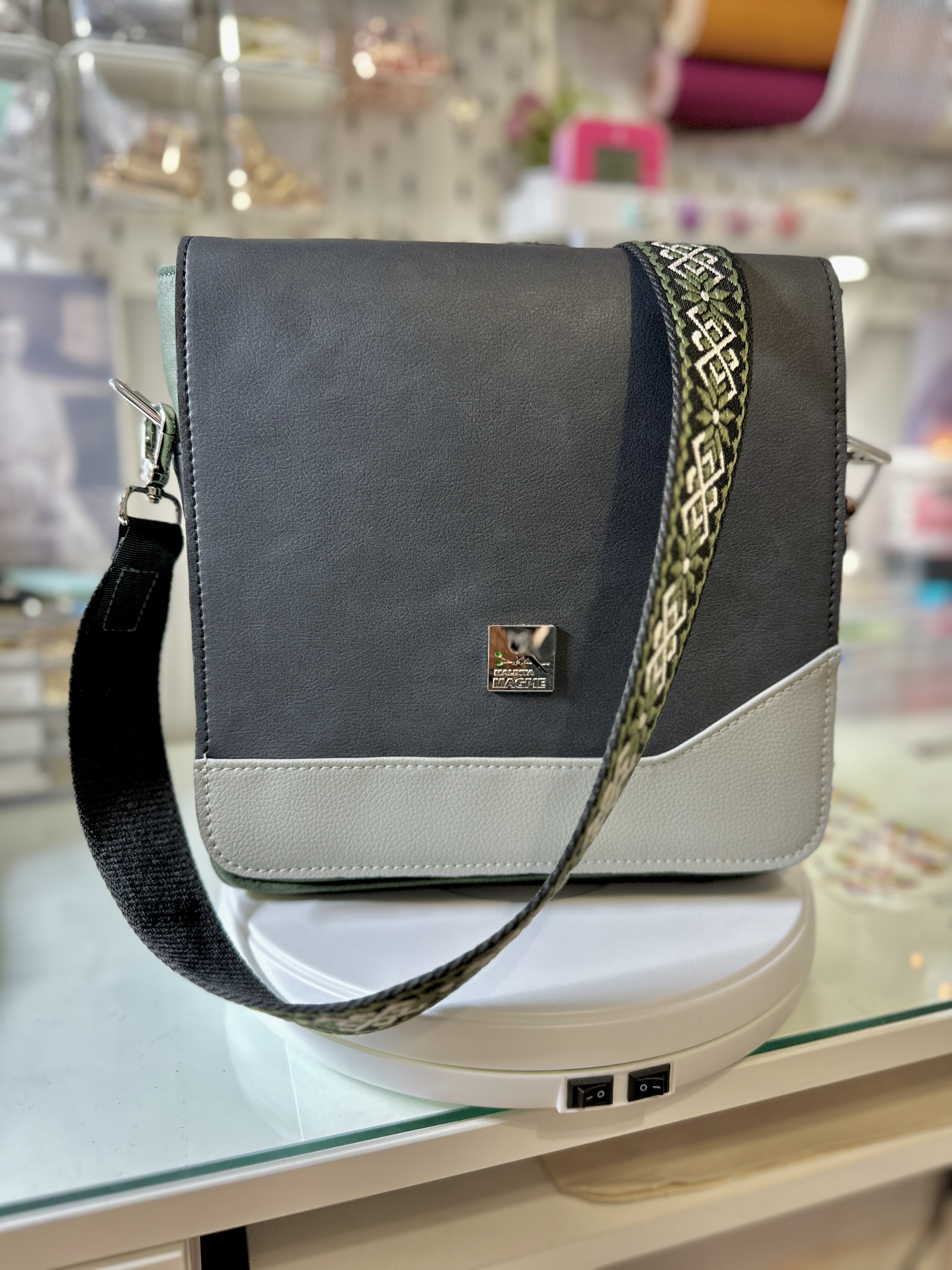 Faux Leather Messenger Bag