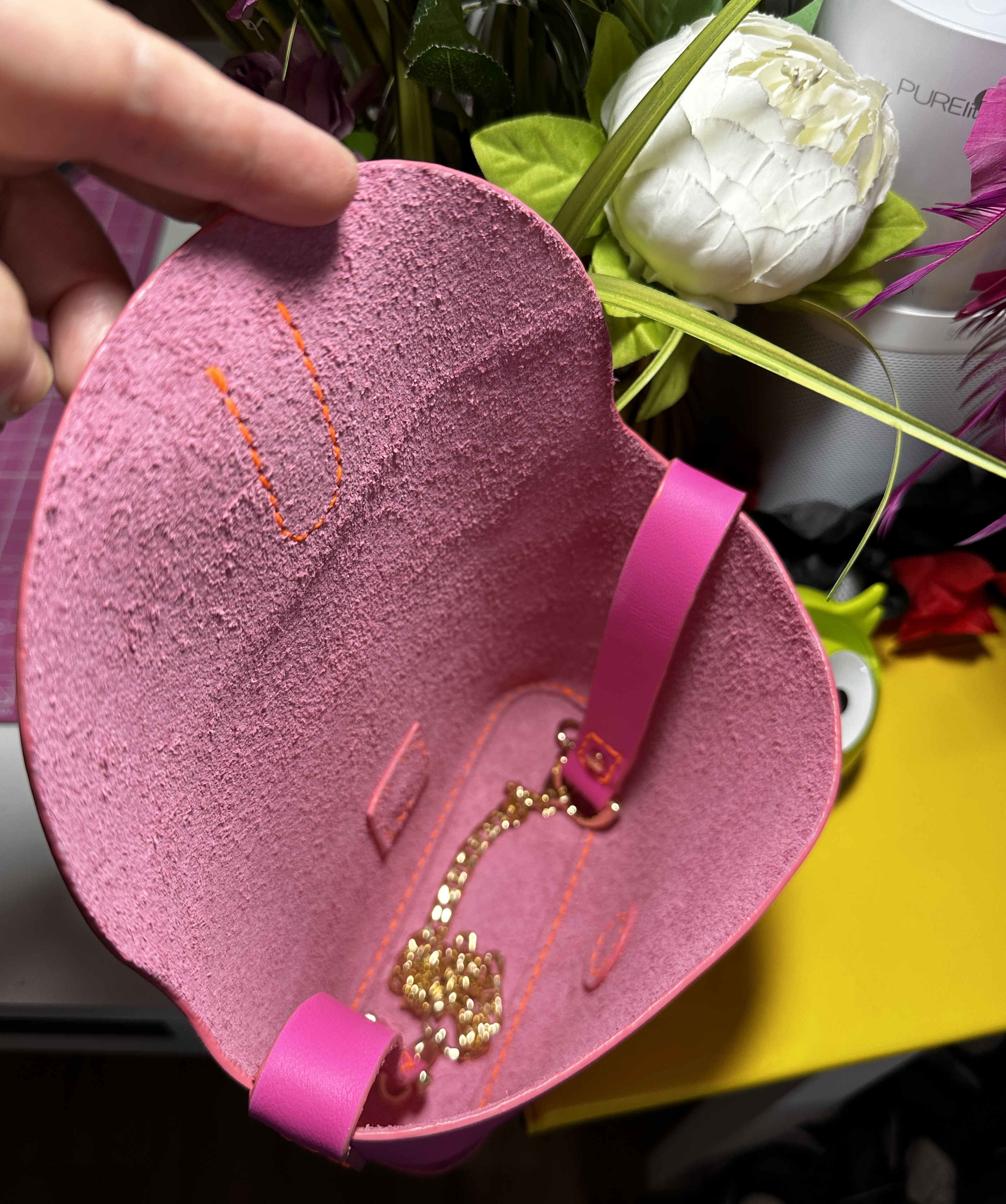 Pink Leather Shoulder Bag