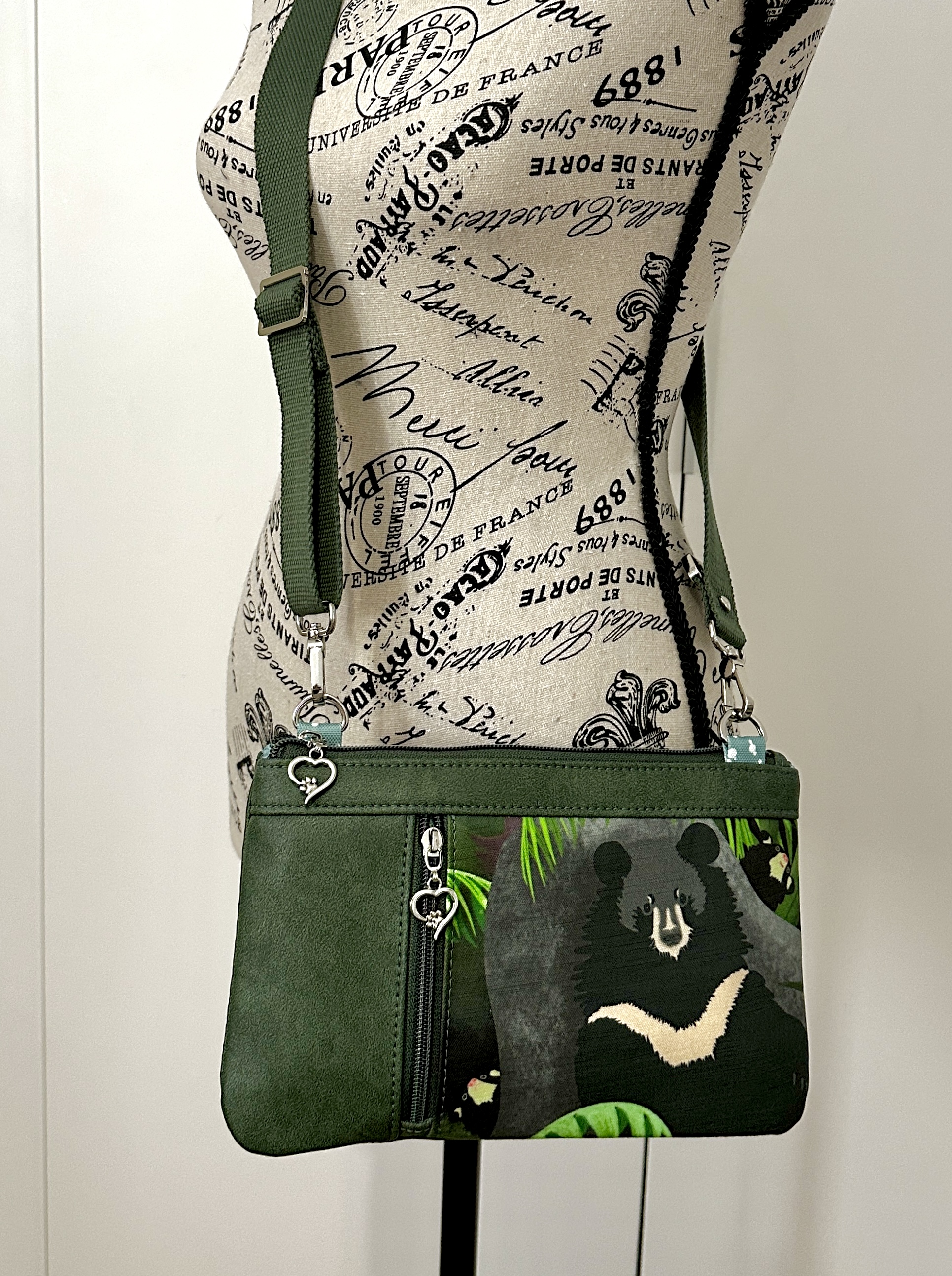 Zippy Crossbody Bag with Bear Print