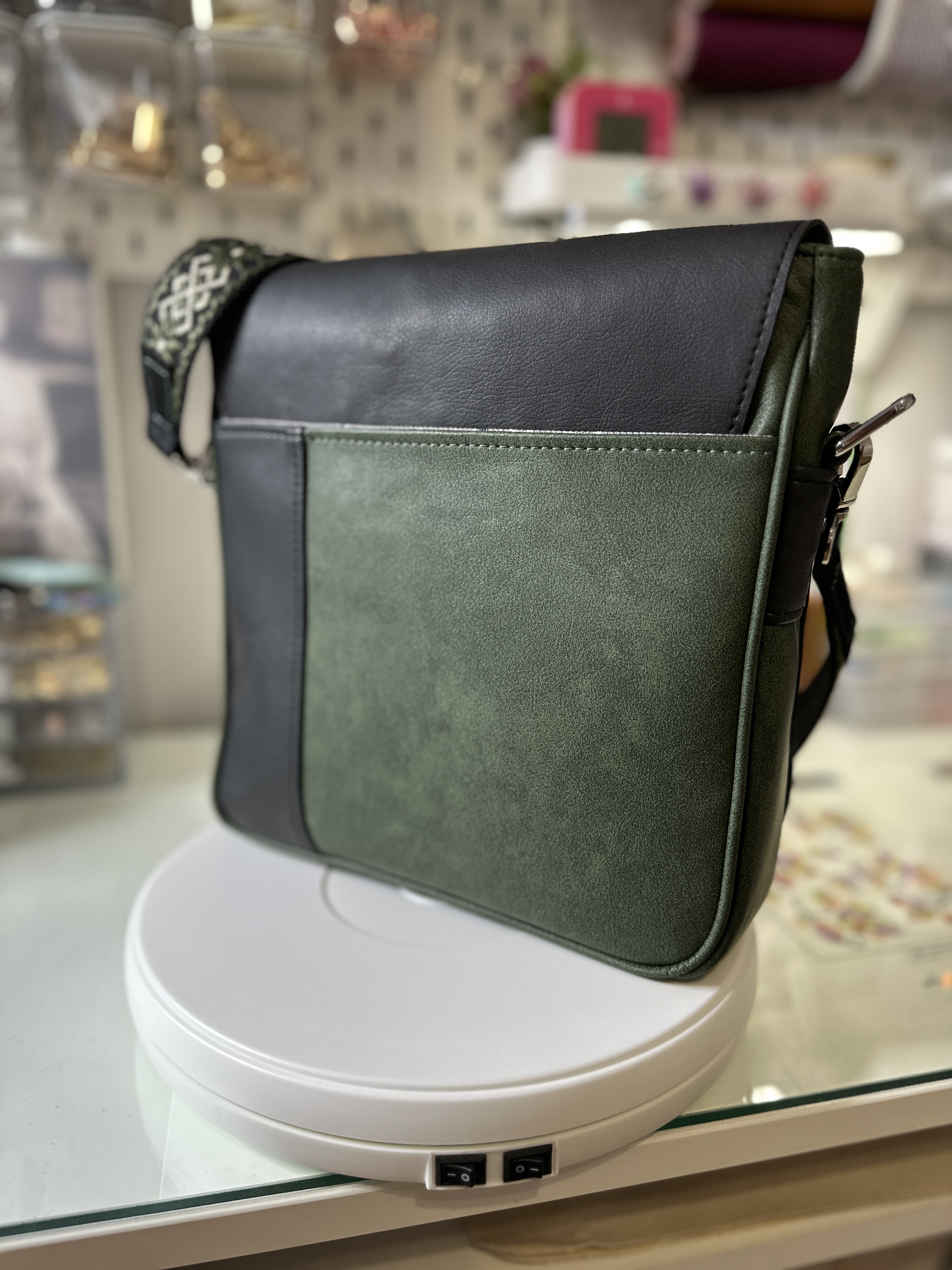 Faux Leather Messenger Bag