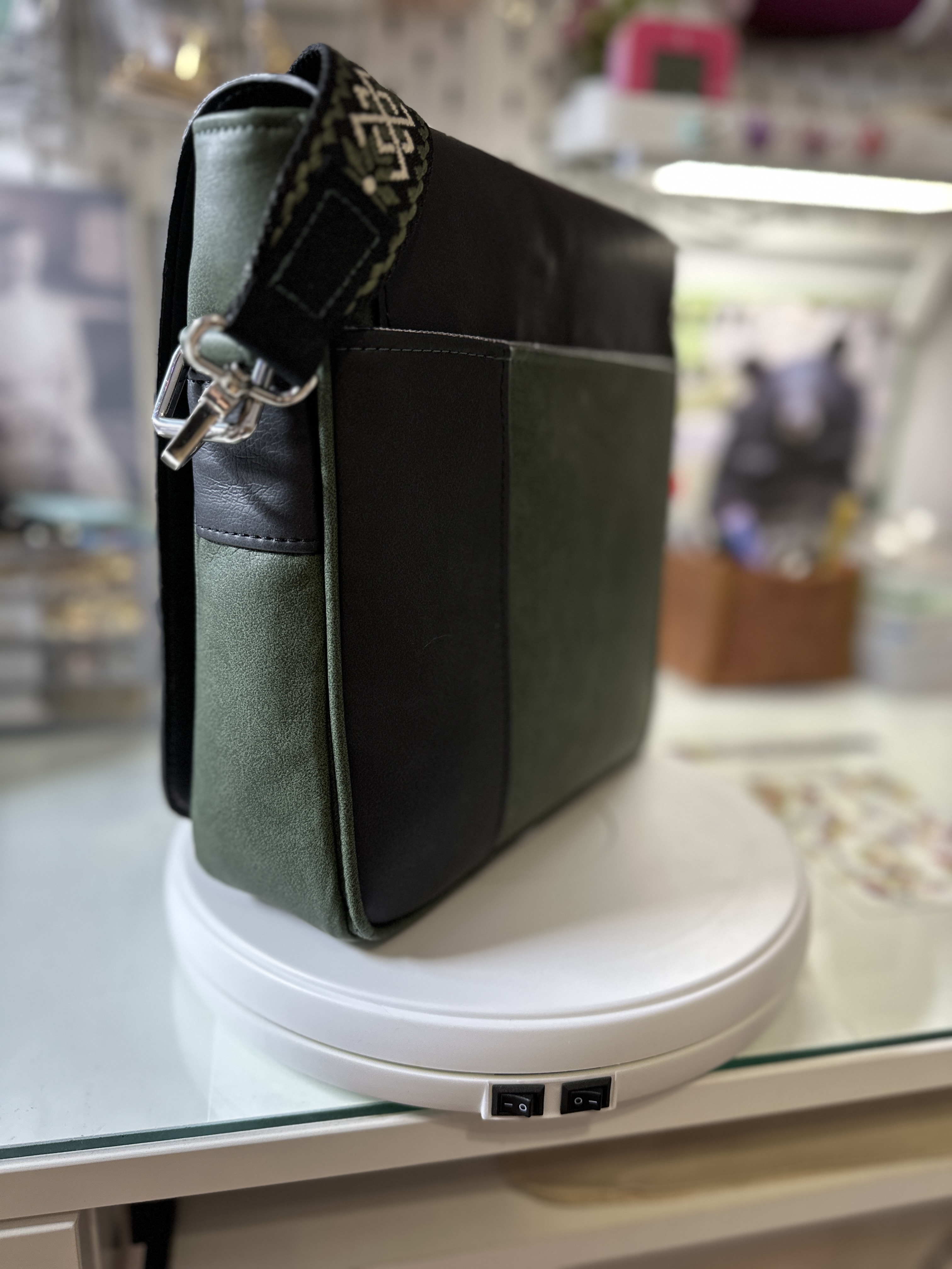 Faux Leather Messenger Bag