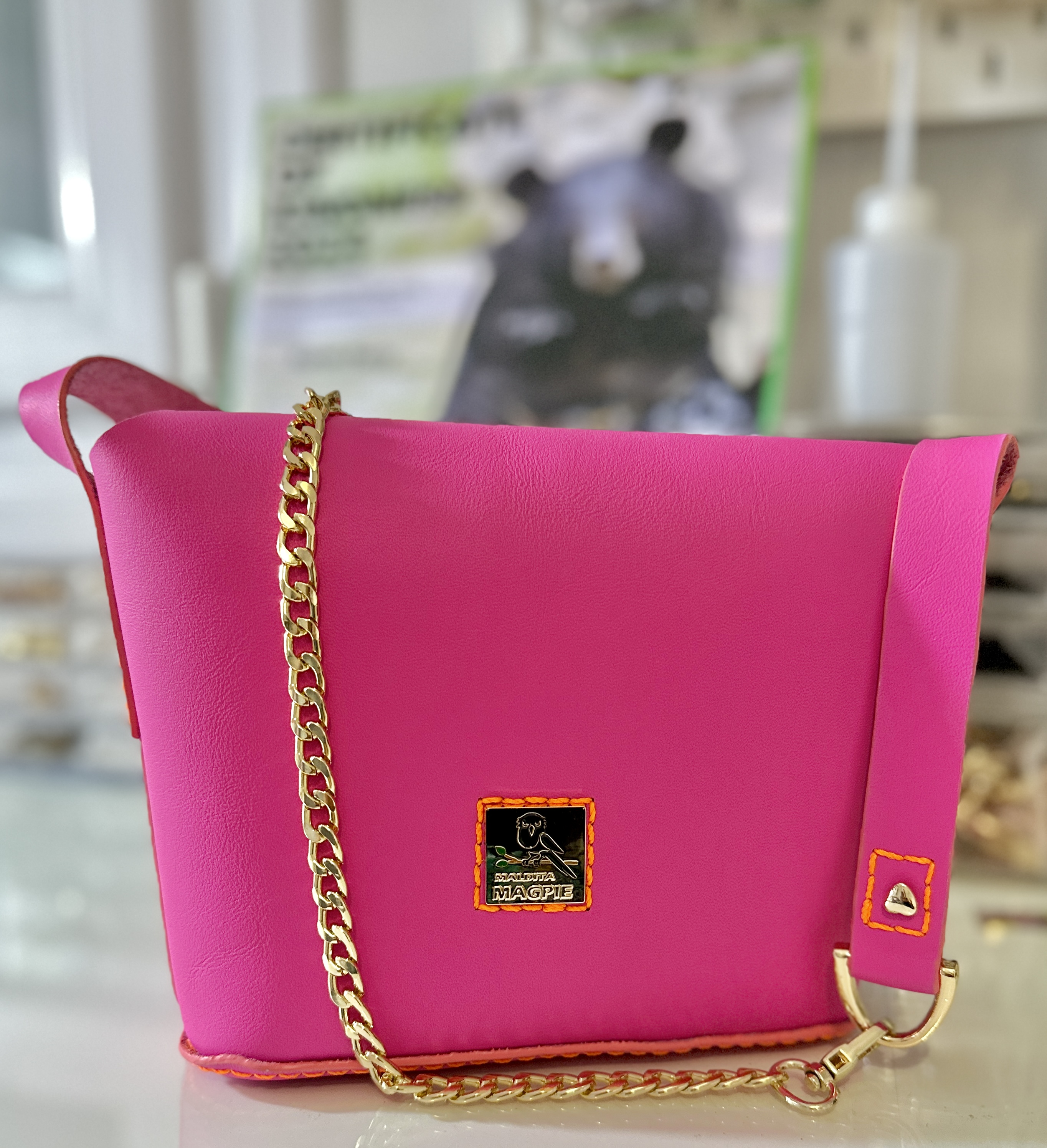 Pink Leather Shoulder Bag