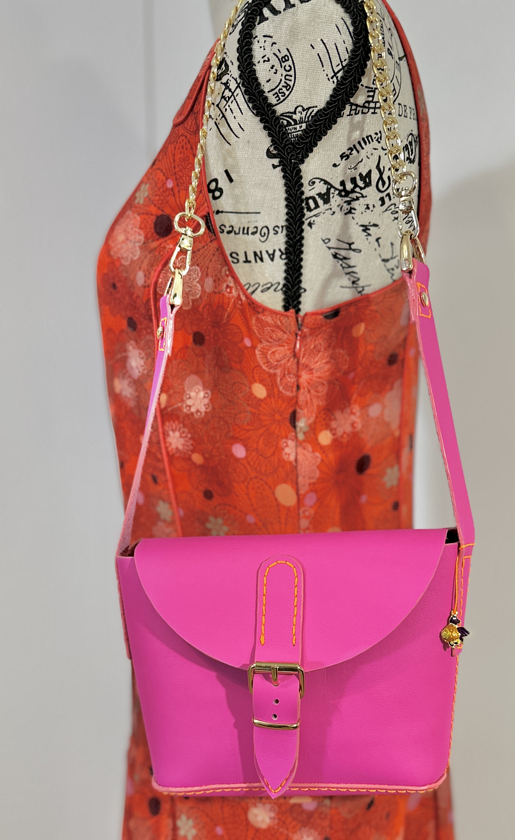 Pink Leather Shoulder Bag