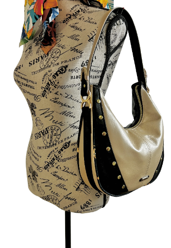 Gold and Black Hobo Bag