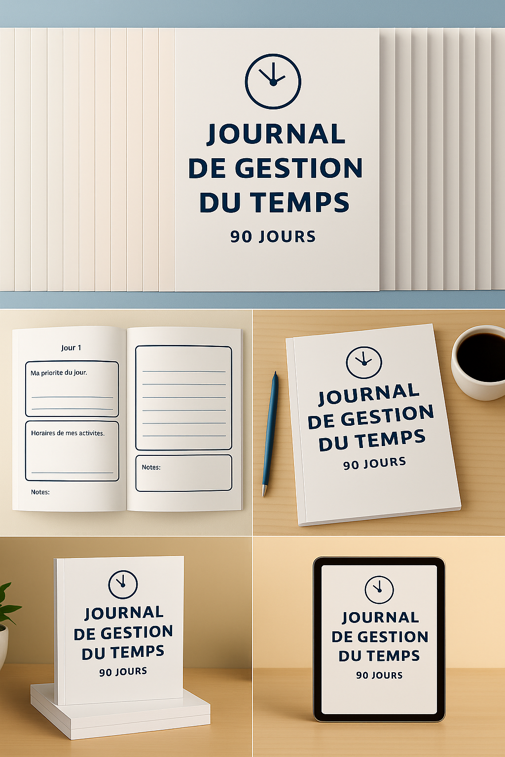 Journal de Gestion du Temps – 90 jours PDF imprimable