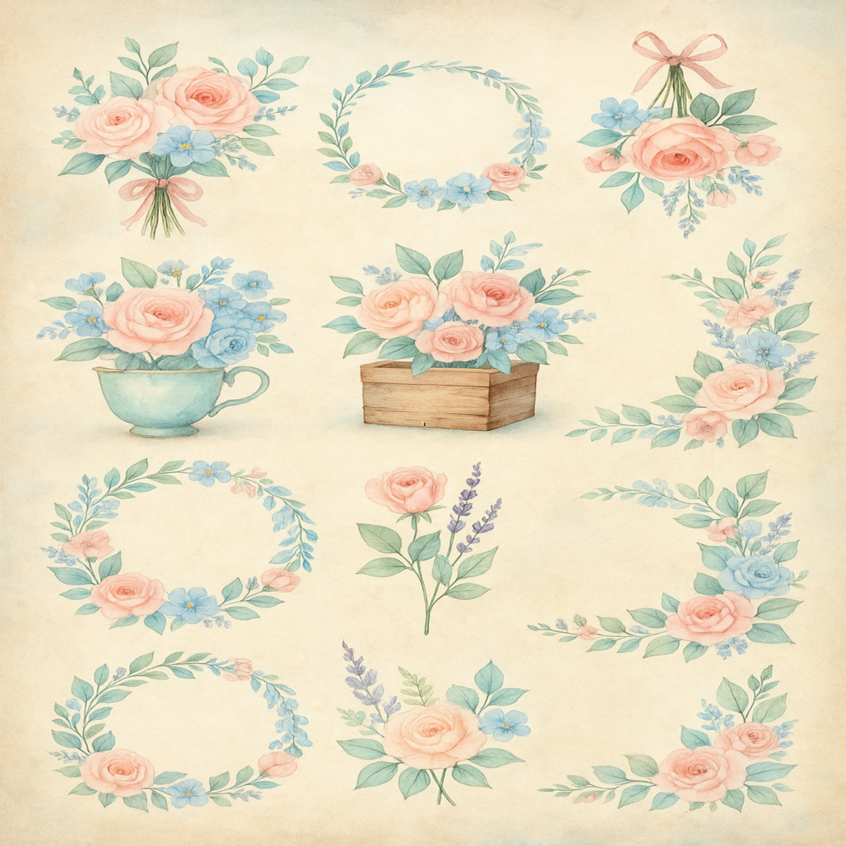Vintage Floral Watercolor Poster