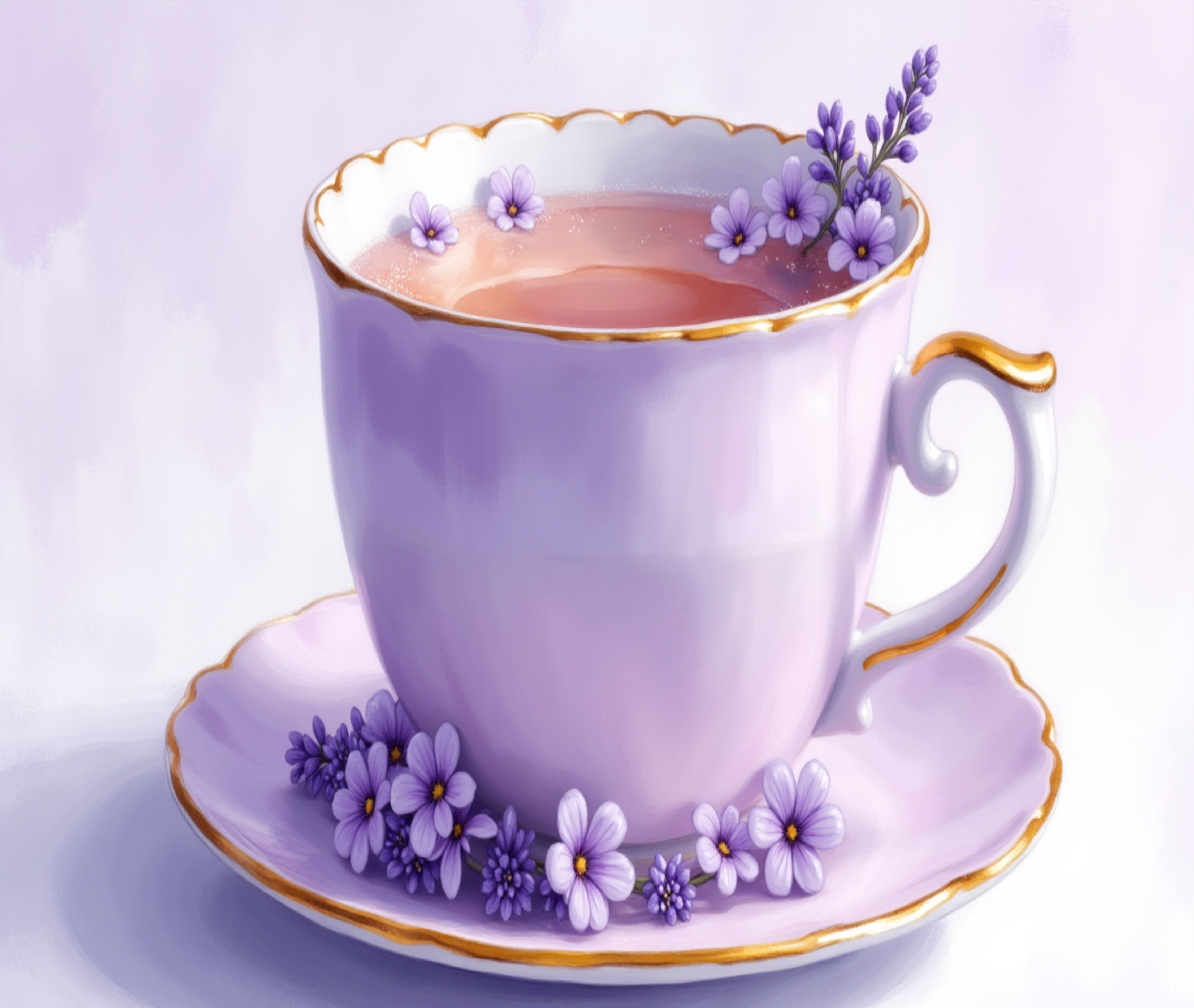 Lavender Porcelain Tea Cup Set