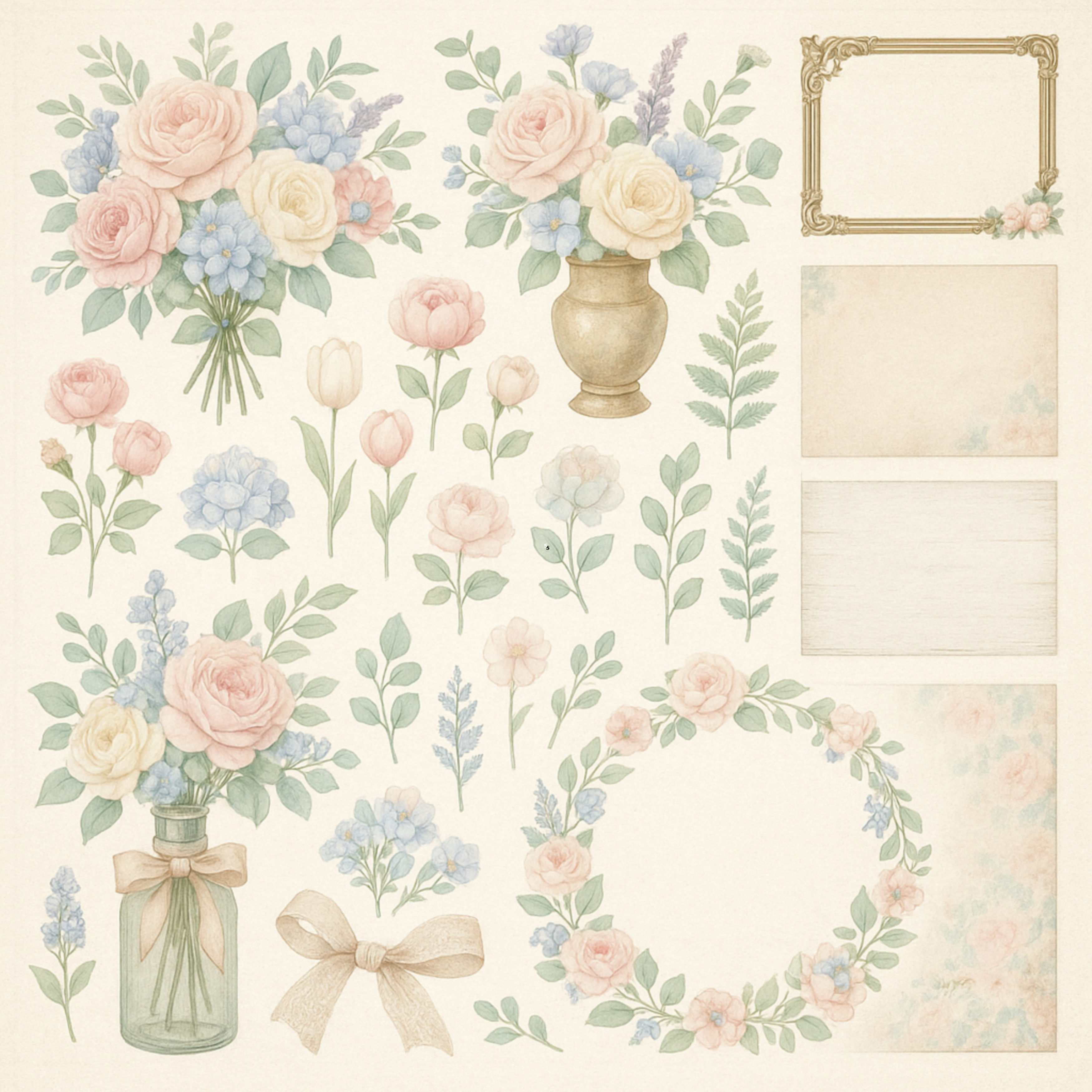 Vintage Floral Clipart Set