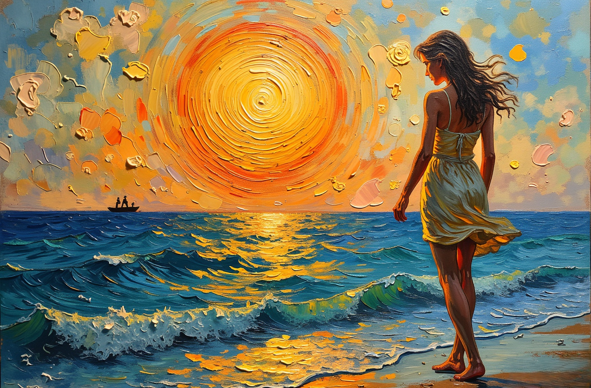 Sunset Beach Oil Painting