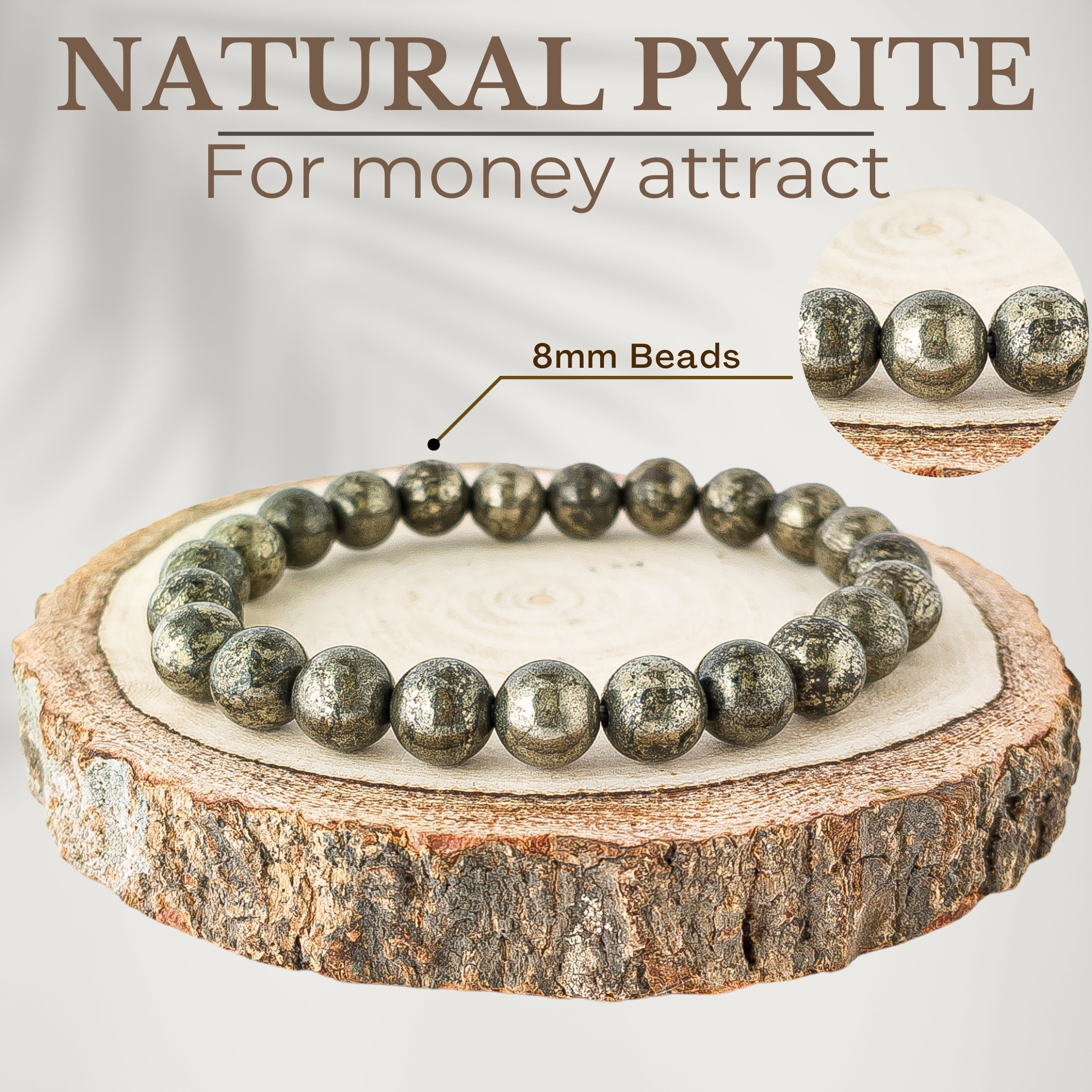 Natural Pyrite Bracelet 8mm